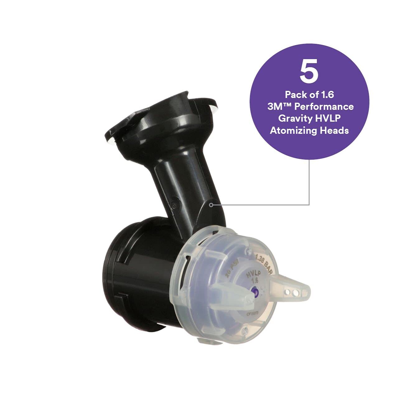 3M Permance Gravity HVLP Atomizing Head Refill Kit 26716 Size 1.6 Purple