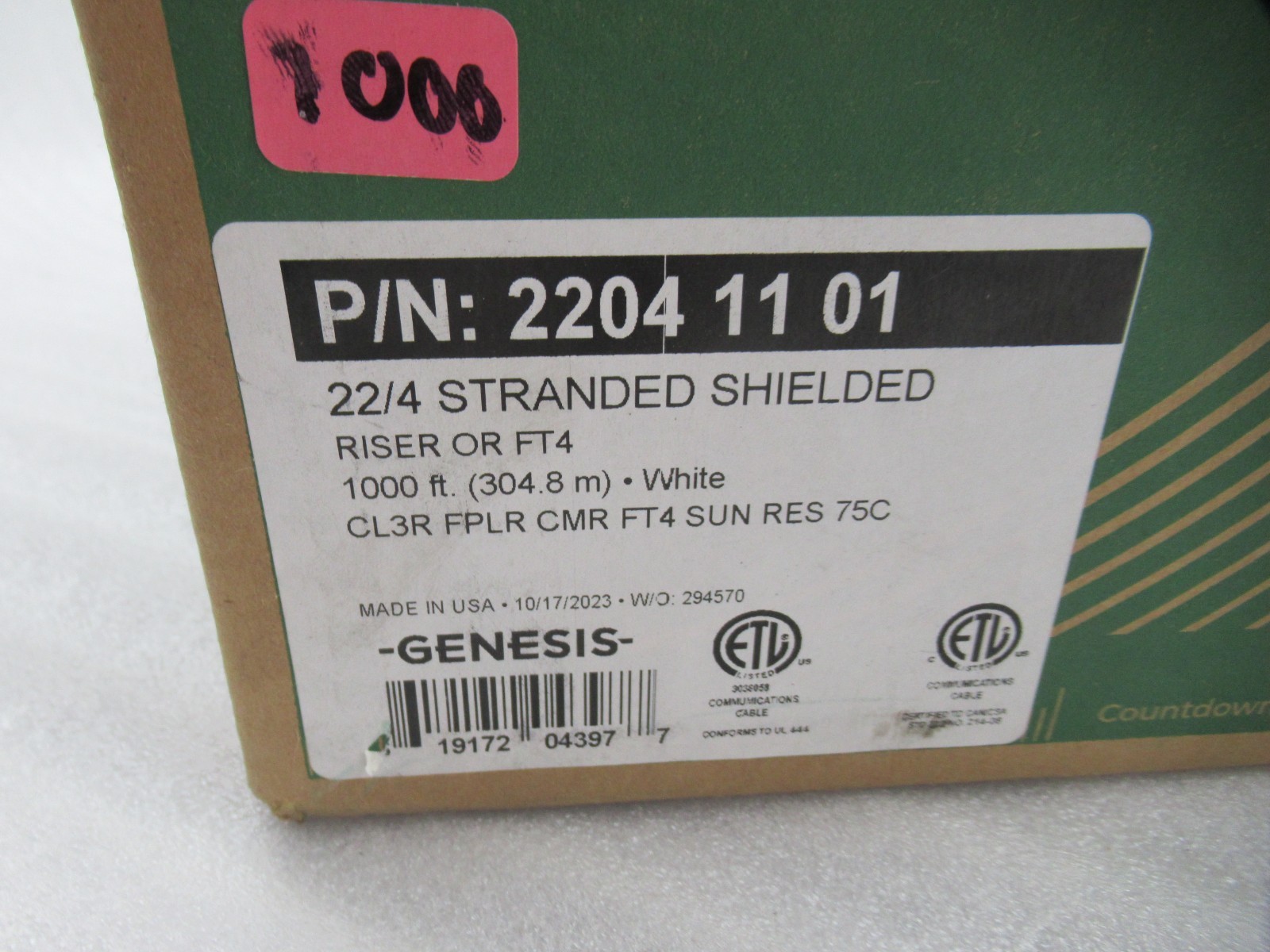Honeywell Genesis 22041101 22/4 Stranded Unshielded Cable, White [1000′]