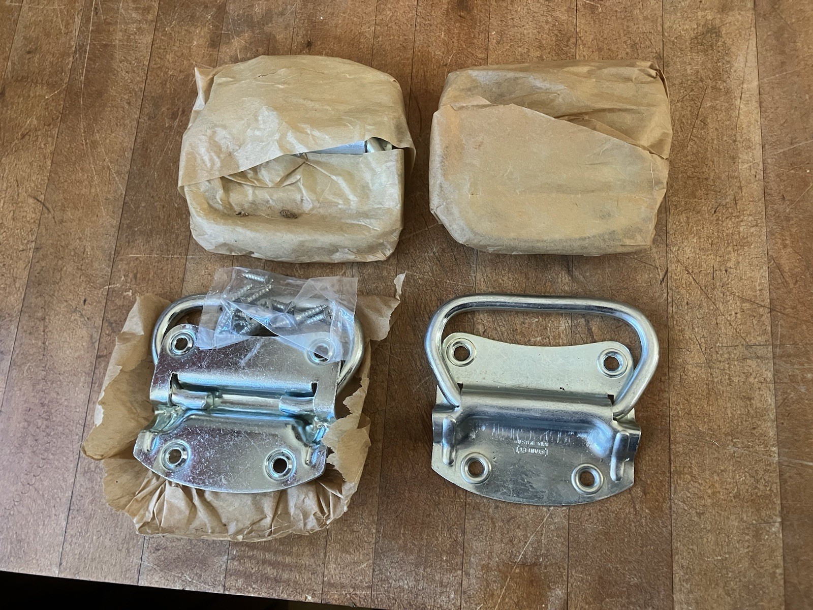 NOS Vtg. 3 Pairs Stanley 1205 US2C Steel Zinc Plated Chest Handles No. 3 1/4 USA