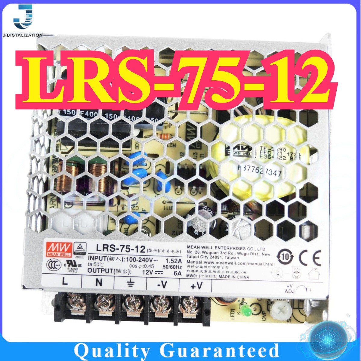 LRS-75-12 1PCS NEW Mean Well 12V 6.25A 75W Switching Power Supply Fast Ship