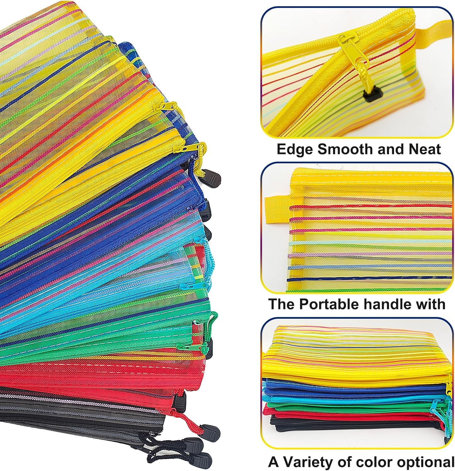itechpanda 12 Pack Zipper Mesh Pouch, A6 Net Pouch Multipurpose…