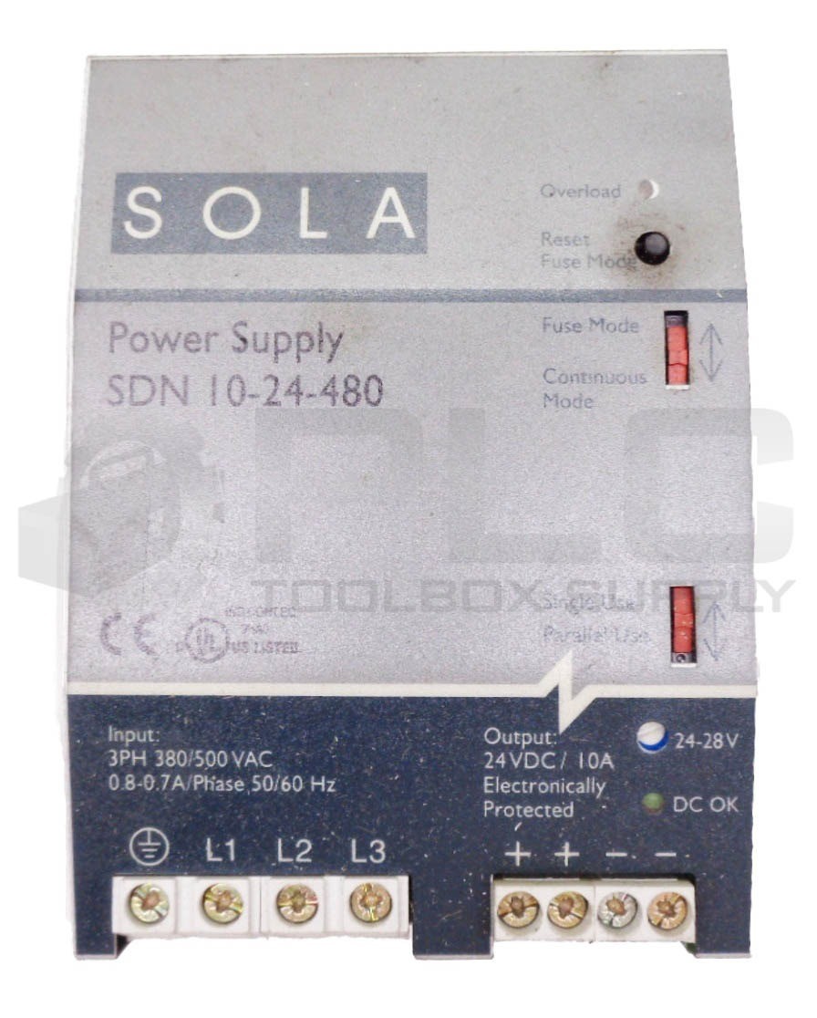 SOLA POWER SUPPLY SDN 10-24-480 400-500VAC 24VDC