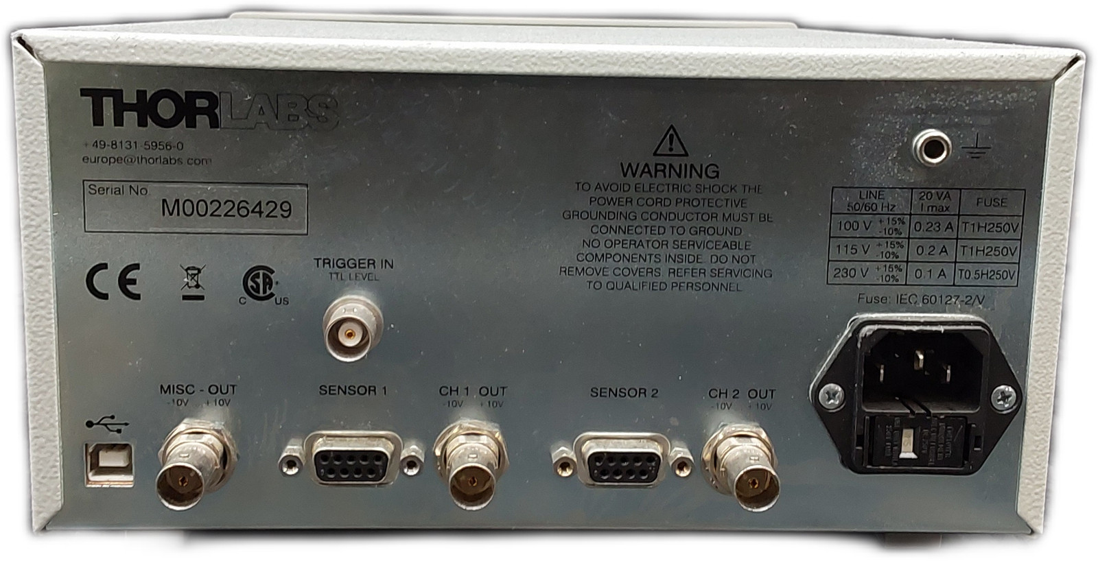 Thorlabs PM300E Dual-Channel Optical Power Energy Meter