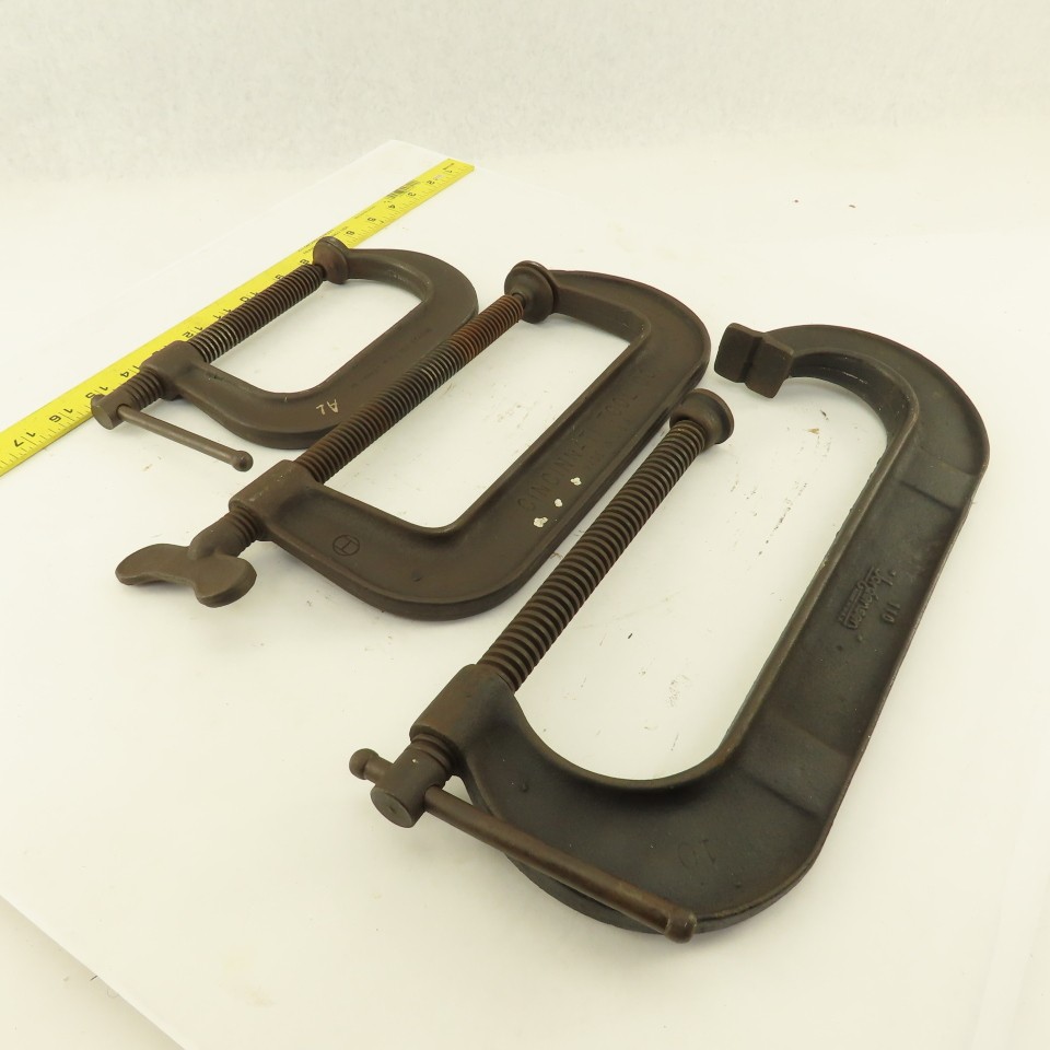 Drop Forged Steel 10″ 8″ & 5″ C-Clamp Tool Lot of 3