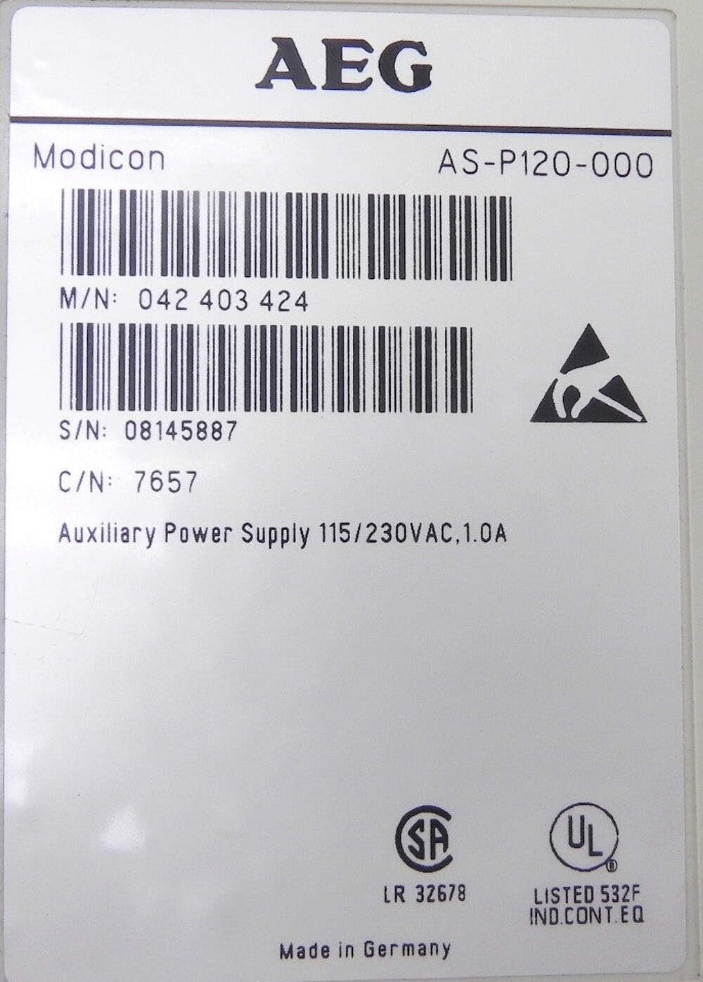 AEG Modicon Auxiliary Power Supply AS-P120-000 (2)