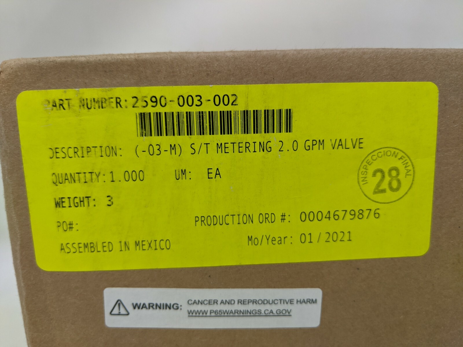 Acorn Metering Valve Assembly 2590-003-002