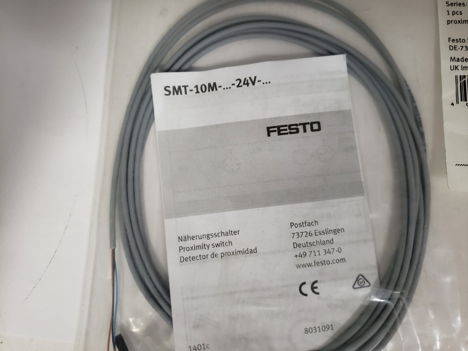 FESTO SMT-10M-PS-24V-E-2,5-L-OE PROXIMITY SWITCH PNP N.O. 3 WIRE