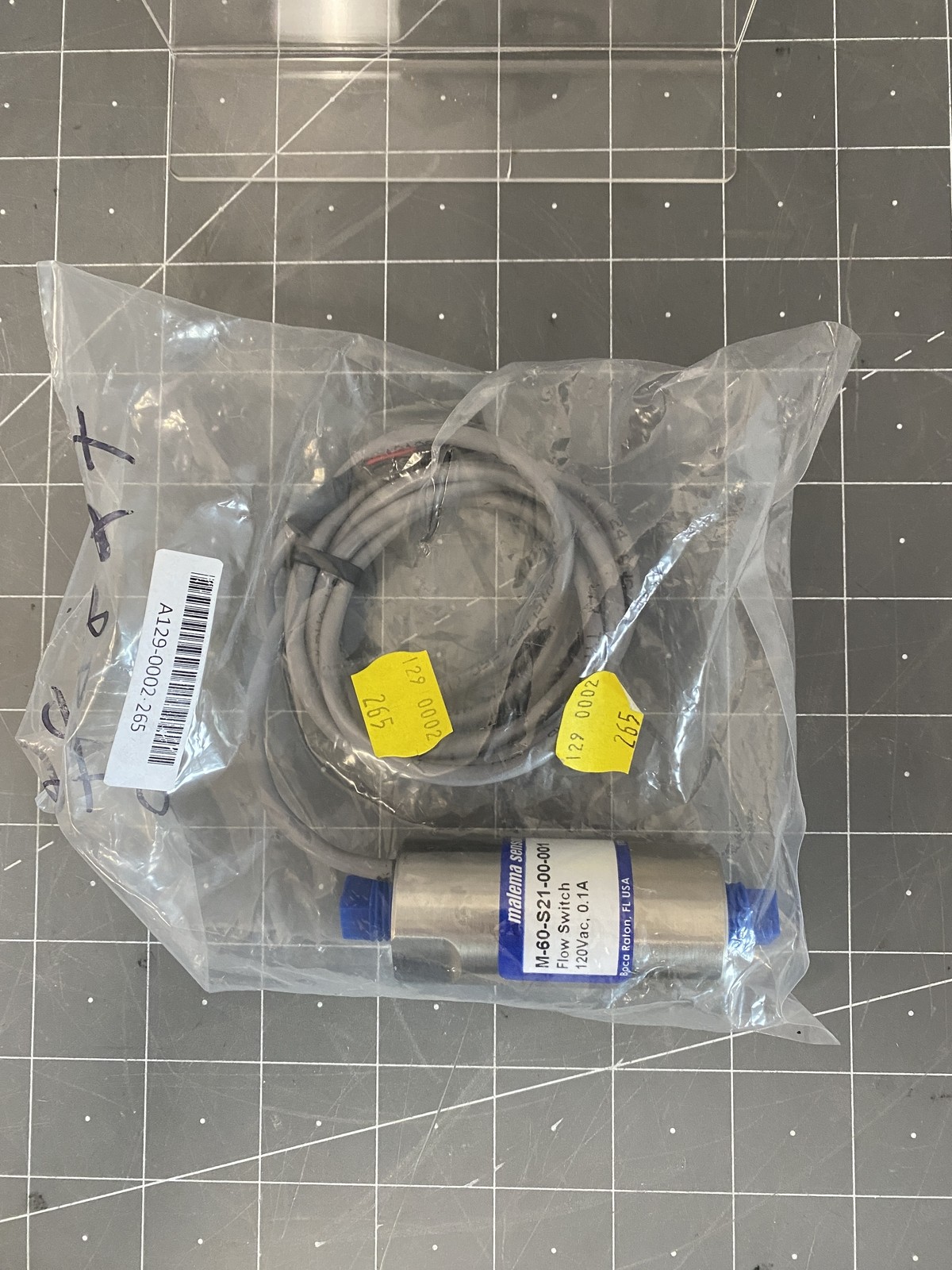 Malema Sensors Flow Switch 120 Vac, 0.1A PN: M-60-S21-00-001