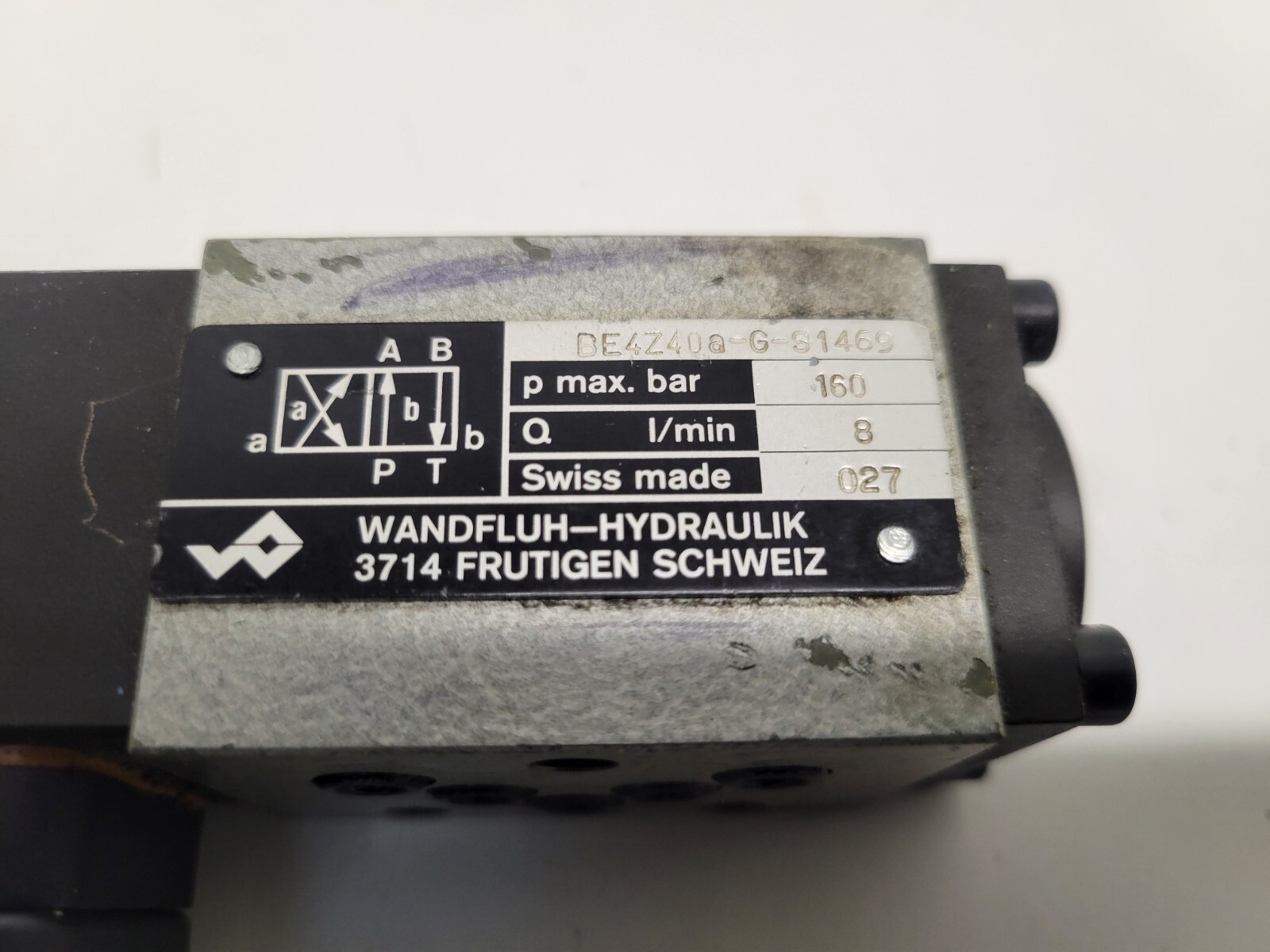 GOOD USED! WANDFLUH HYDRAULIK SOLENOID VALVE BE4Z40A-G-S1469