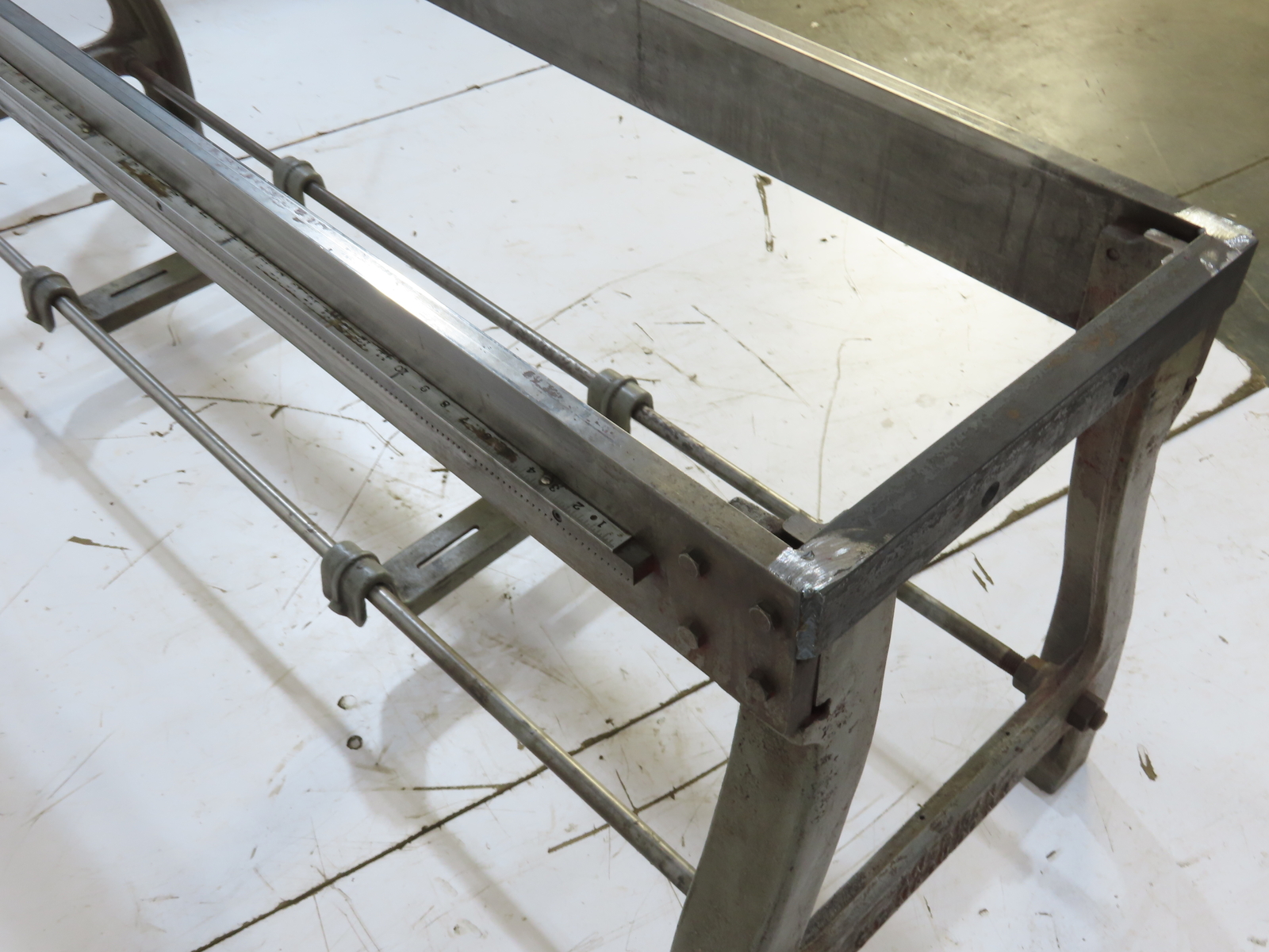 American S.B. Mach Co. Industrial Machine Table Cast Iron Stand Legs Base 7FT L