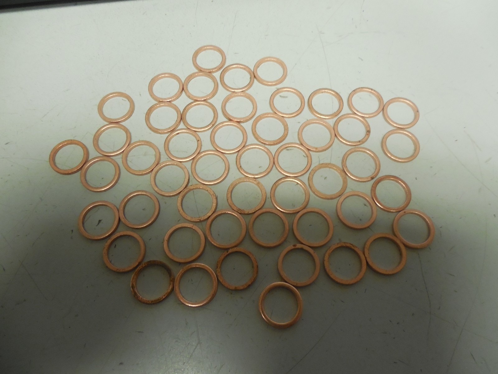 NEW LOT OF 50 NO NAME COPPER GASKET WASHER SPACER 7/16″ ID 9/16″ OD x 1/16″