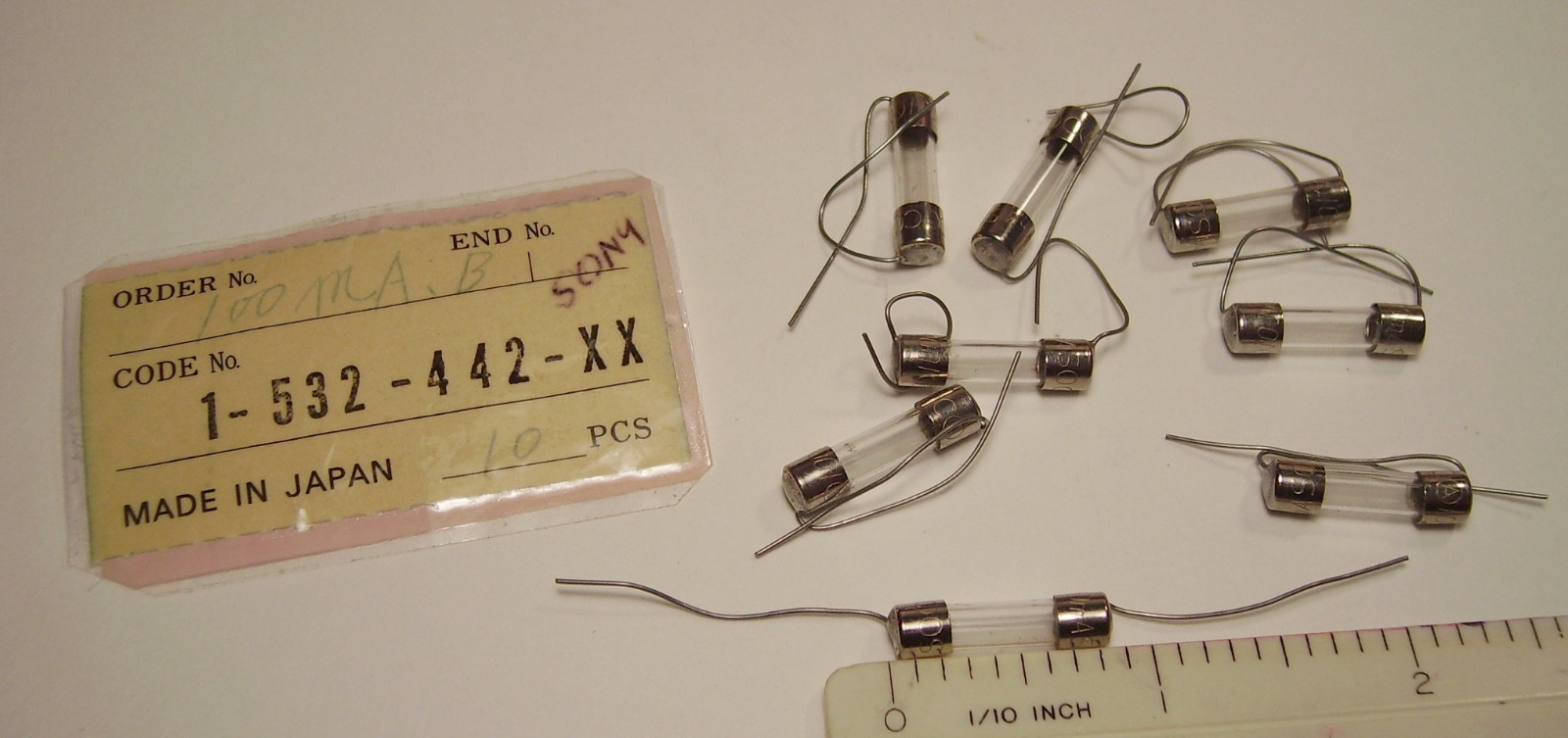 Qty(10) NOS 100mA 125VAC Leaded Fast-Acting 5x20mm SOC Japan Pigtail Fuses