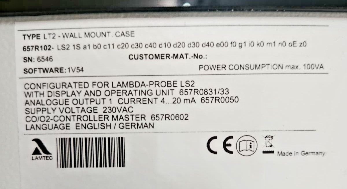 LAMTEC LT2 657R102-LS2 Burner Controller Lambda Control Unit Panel Mounted