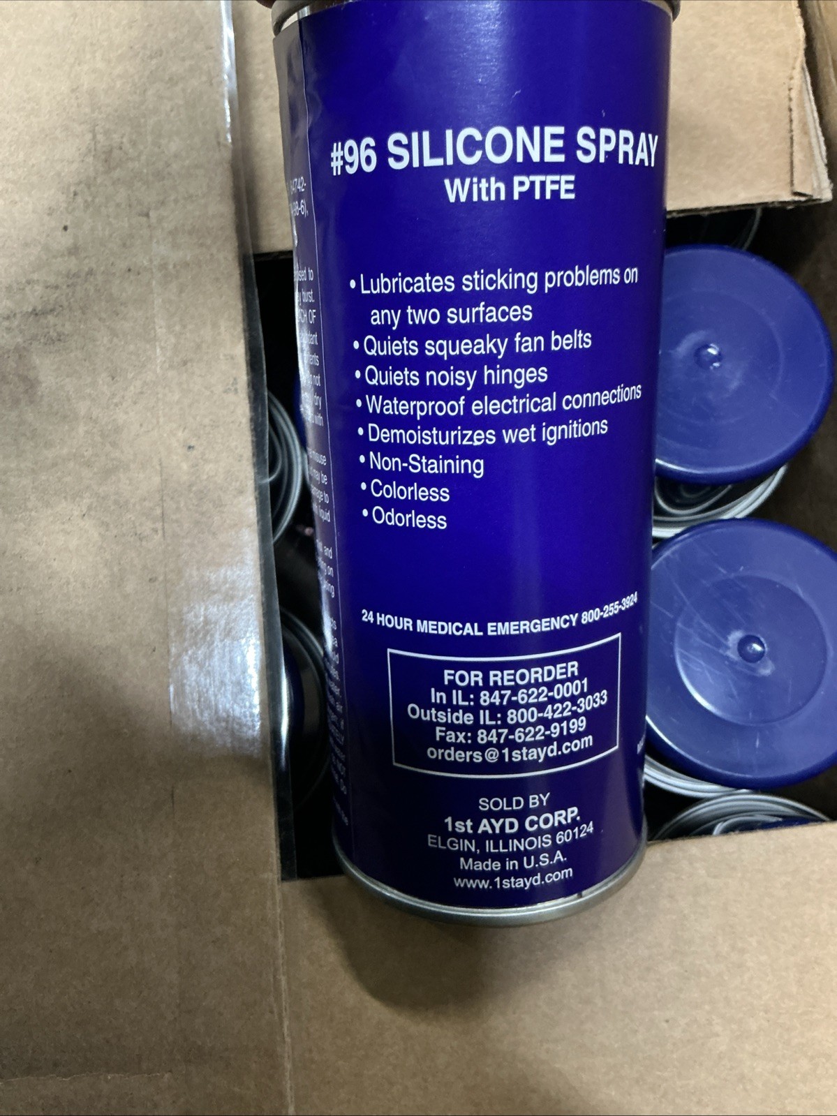 Case Of 24 #96 1stAyd Silicone Spray WithPTFE, 10.5 Oz