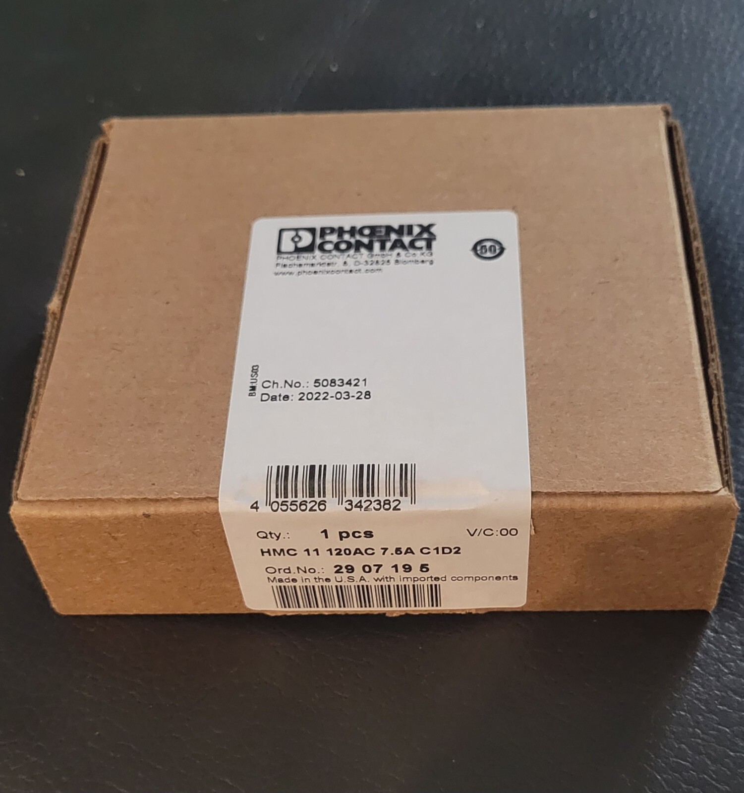 New Factory sealed Phoenix Contact 29 07 19 5 2907195 HMC 11 120AC 7.5A C1D2