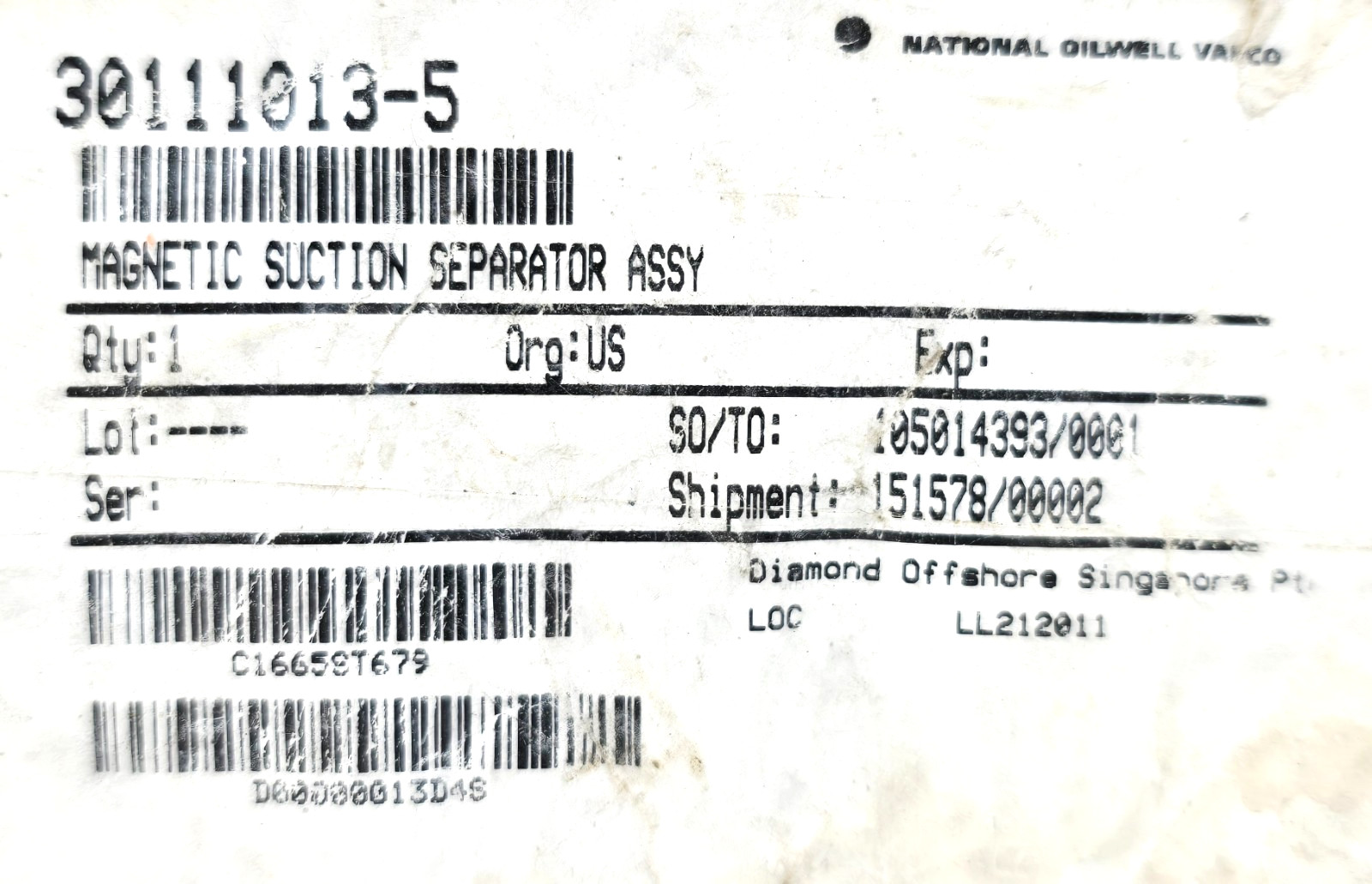 30111013-5 MAGNETIC SUCTION SEPARATOR ASSY NOV LOT OF 3