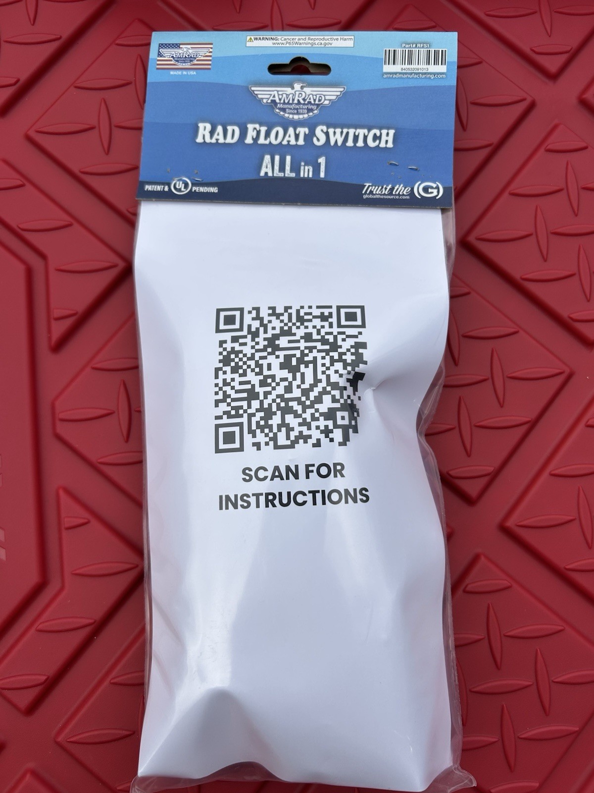 RFS1 HVAC Float Switch 24V Resin Capped/Clip-On/Flow-Through MADE IN USA