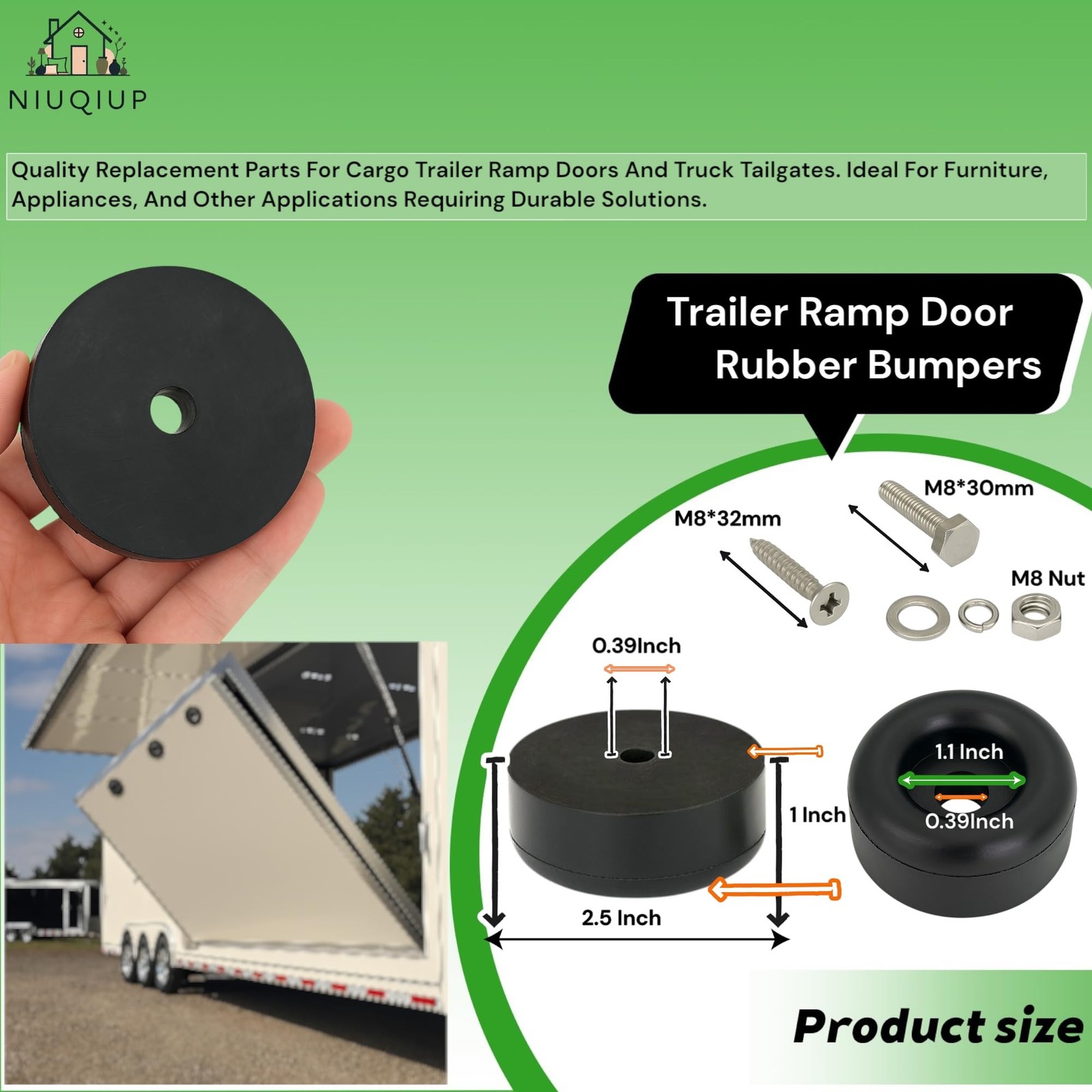 4 Pack 2.5″ Heavy Duty Rubber Bumpers for Trailer Ramp Doors & Truck Cargo – …