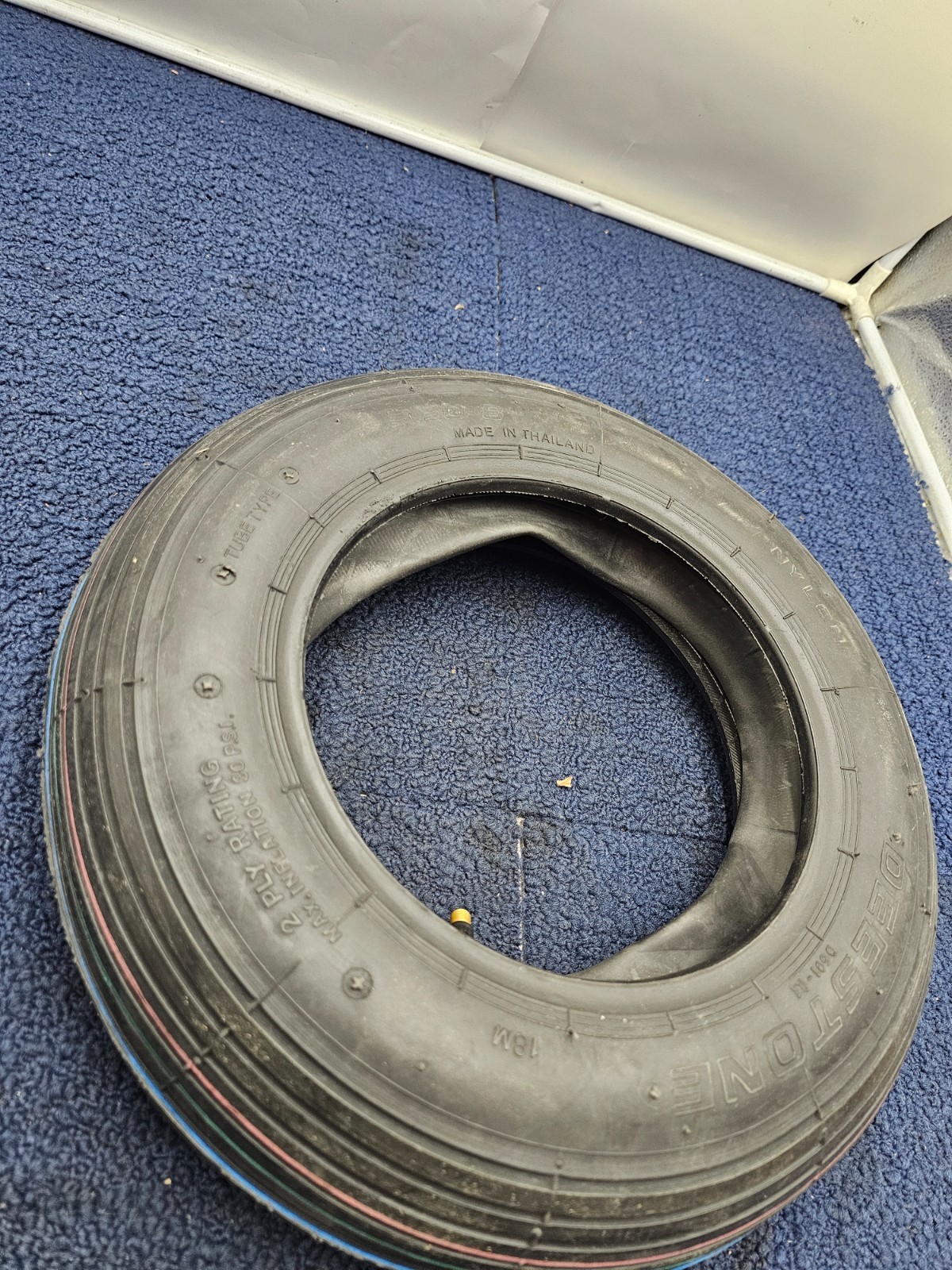 Deestone D601 3.5-8 Load 2 Ply Industrial Tire Black Tube Type 30PSI Max D601-01