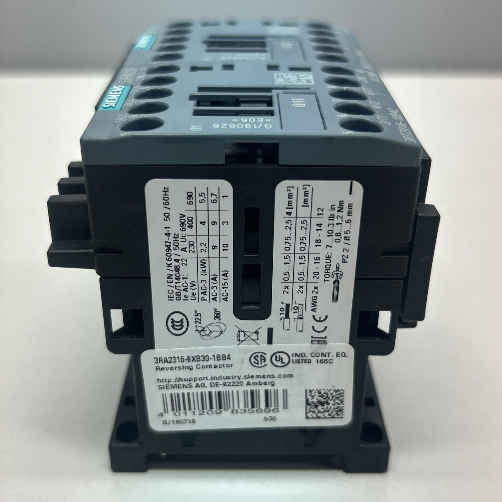 SIEMENS Reversing Contactor 3RA2316-8XB30-1BB4