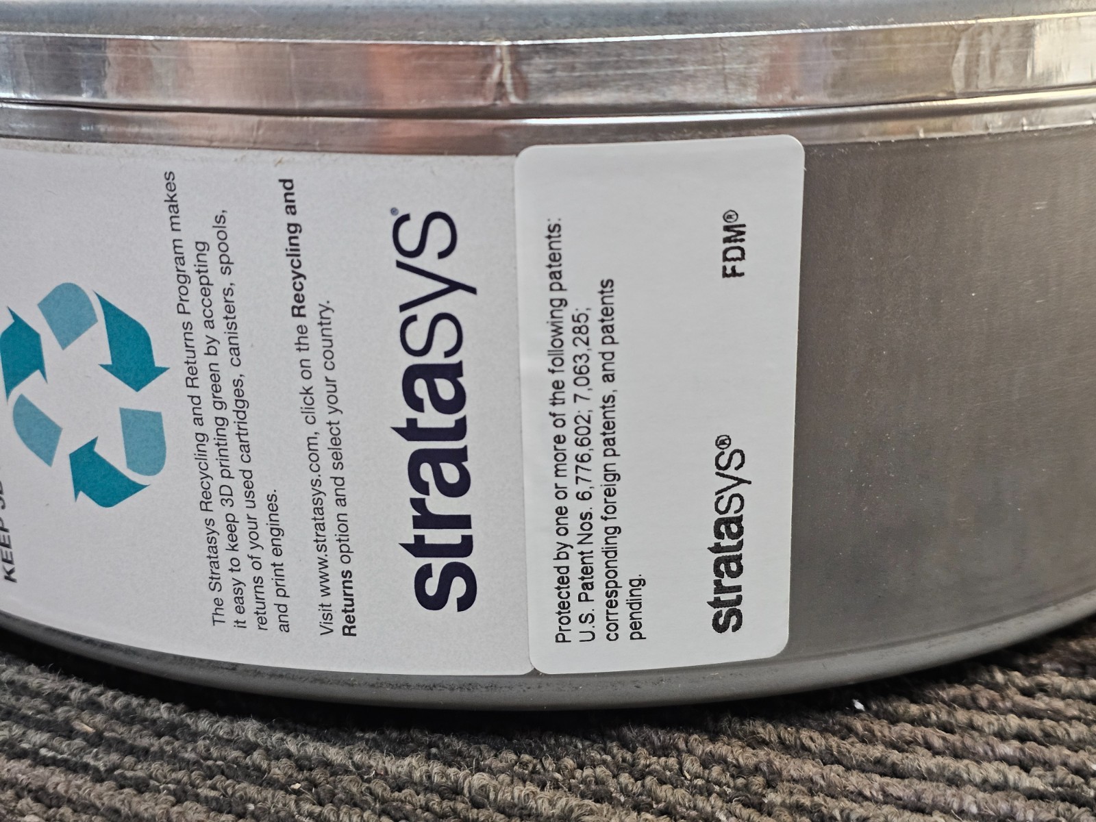 Stratasys 355-02130 ABS-ESD7 Filament Plus Canister, Black For Fortus 360mc Plus