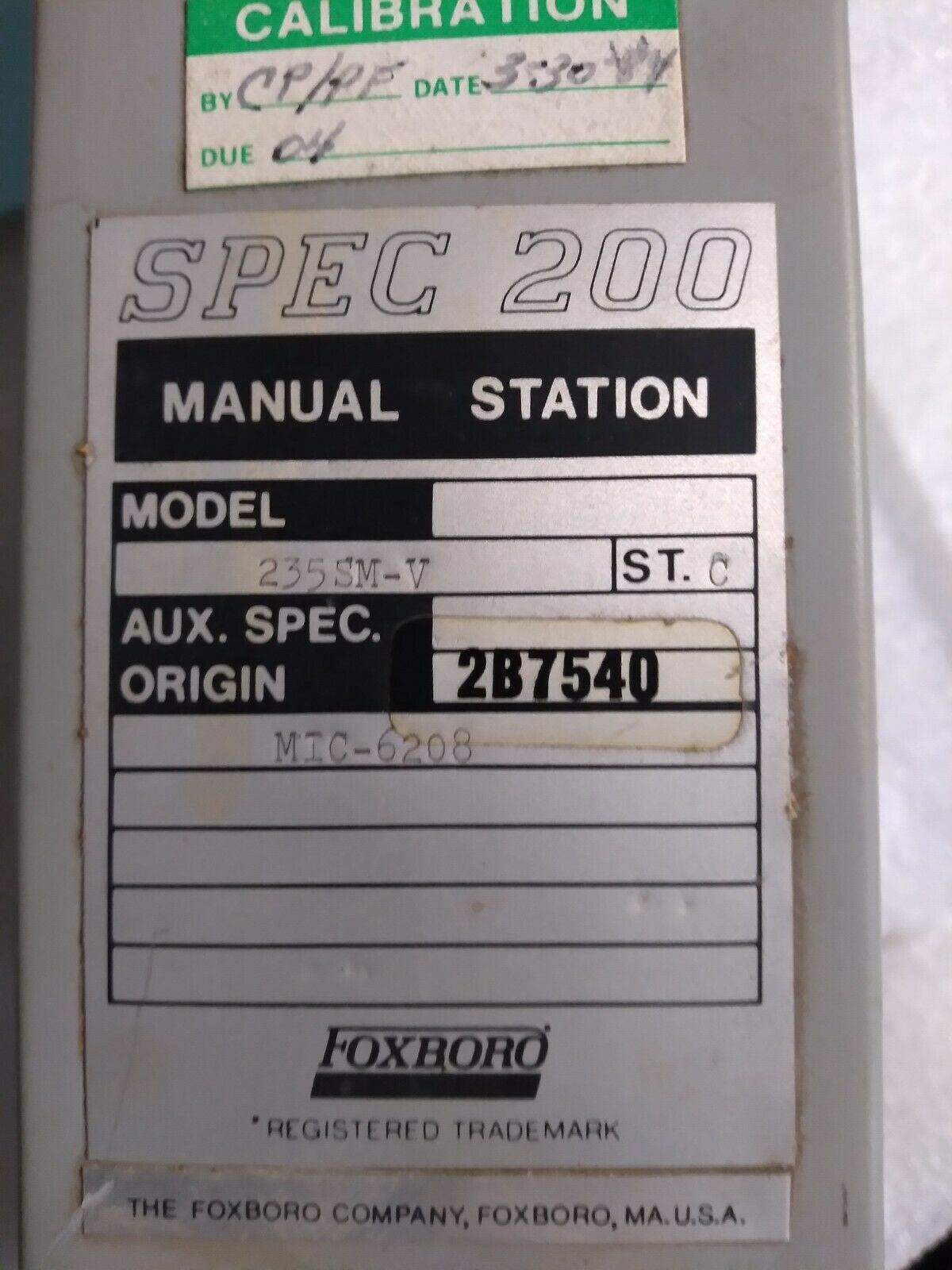 Foxboro 235SM-V SPEC 200 Manual Station Controller Industrial Automation Part