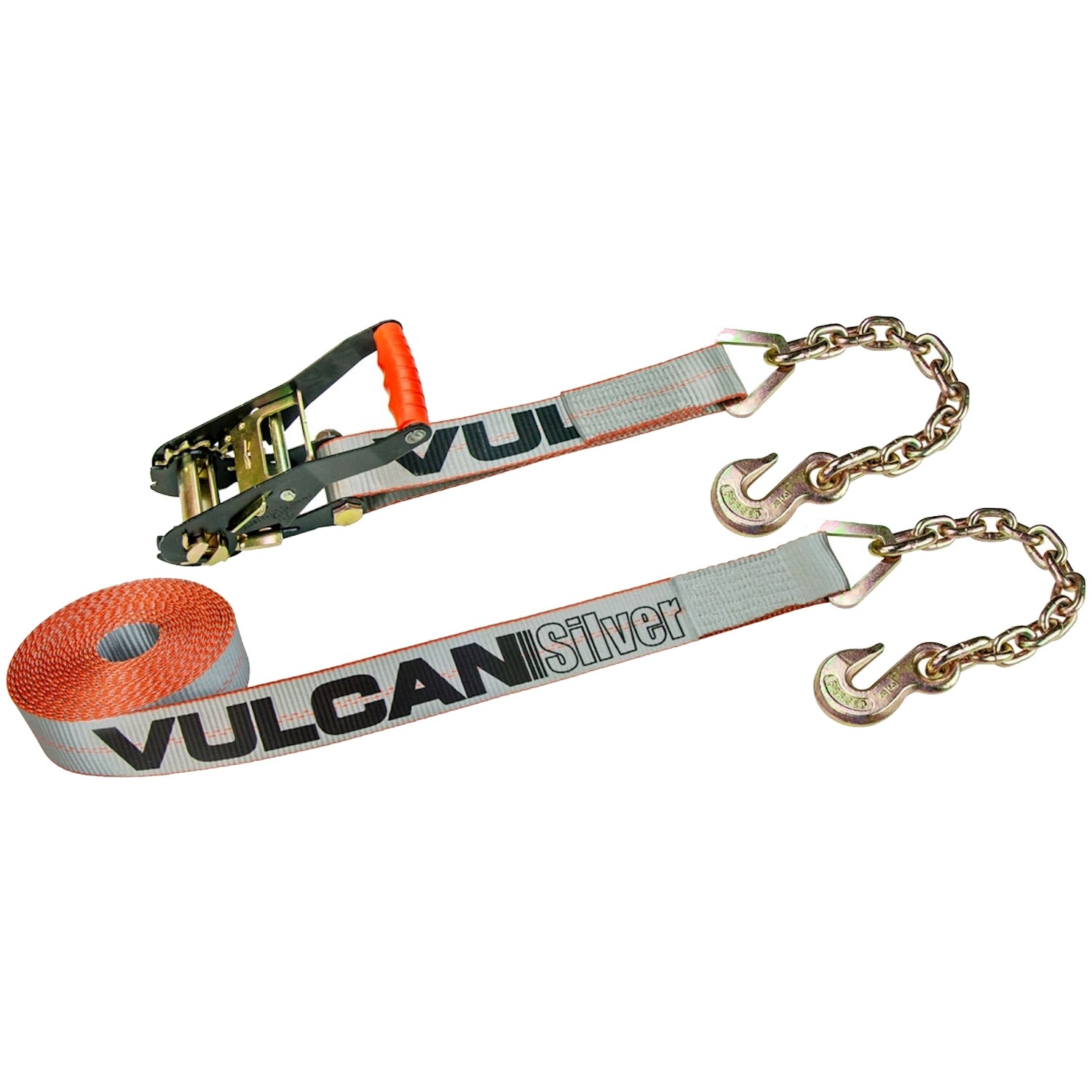 Ratchet Strap – Chain Anchors – 2″x27′, 2 Pack – Silver Series – 3600 lbs SWL