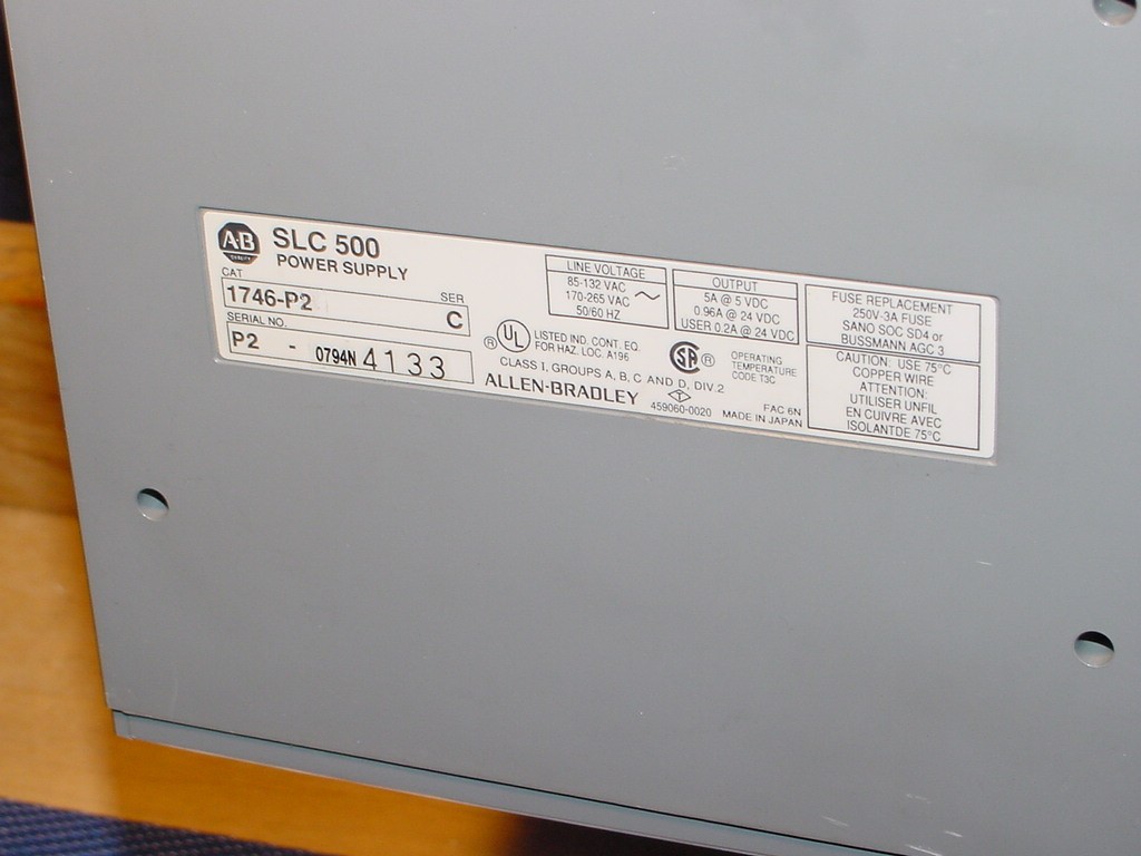 Allen Bradley PLC, SLC500 1746-A10 (2) SLC5/04 CPU, (2) DC-Source & (2) DC-Sink