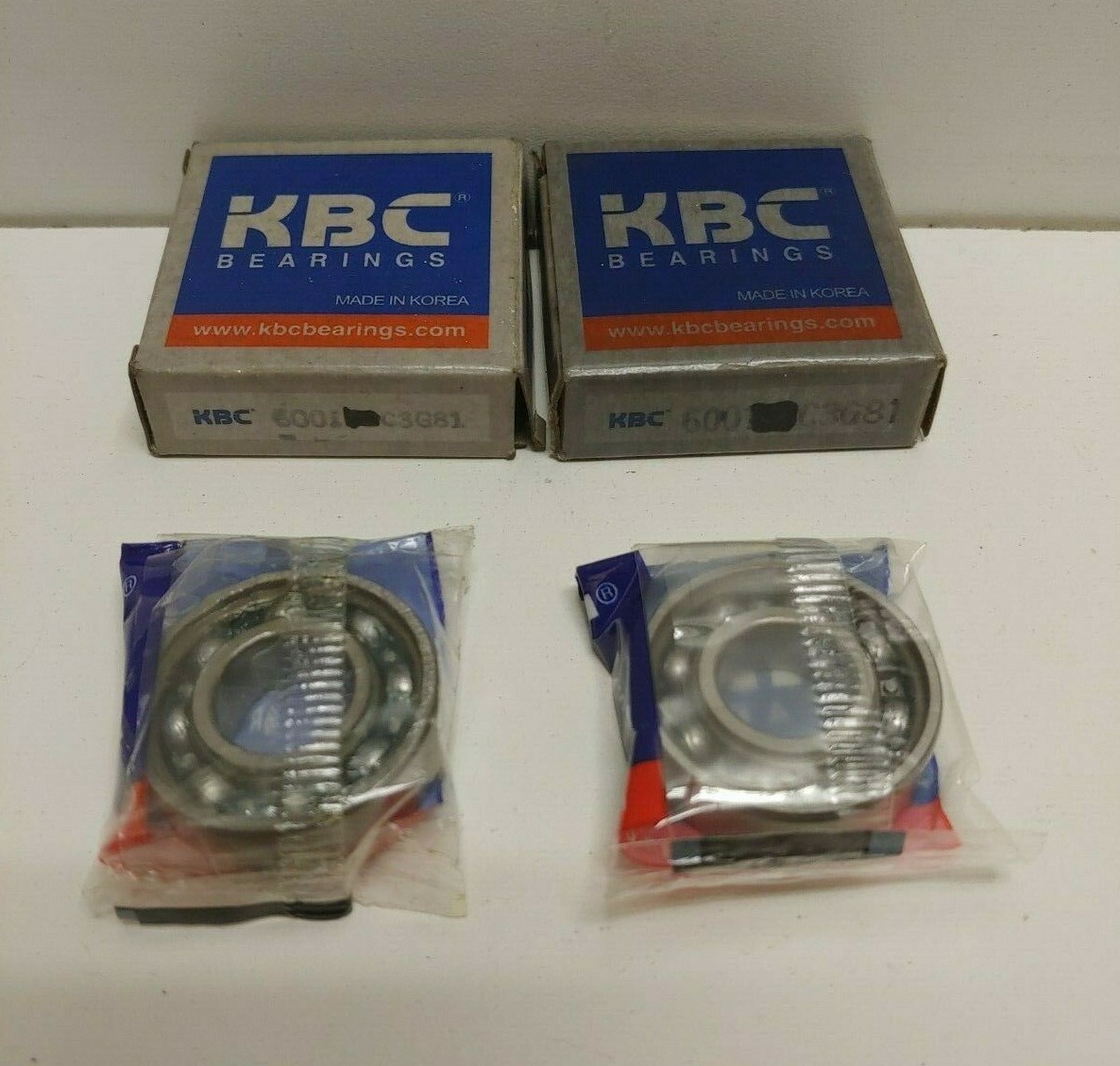 LOT OF (2) NEW OLD STOCK! KBC 12MM X 28MM X 8MM BEARINGS 6001-C3G81