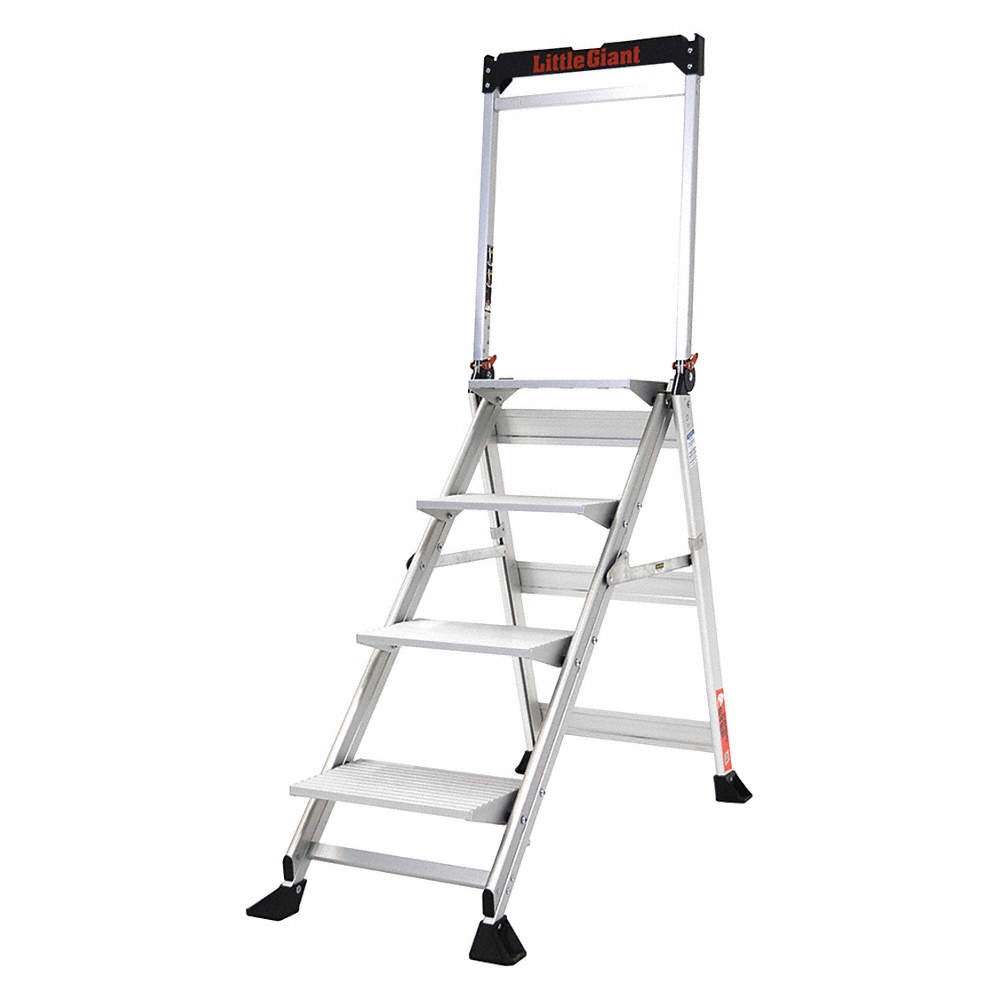 LITTLE GIANT 11904 Folding Step,375 lb. Ld Cap.,Aluminum 455C40