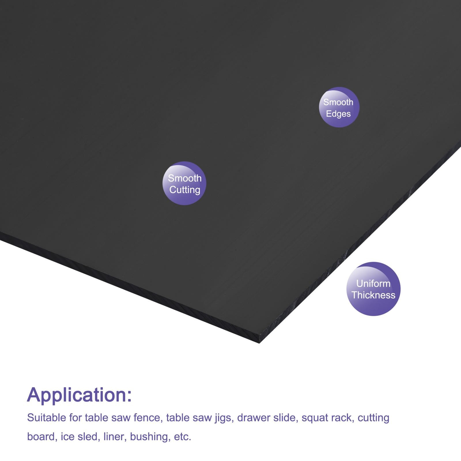 UHMW Sheet Ultra High Molecular Weight Polyethylene 12″ x 12″ x 0.08″ Black