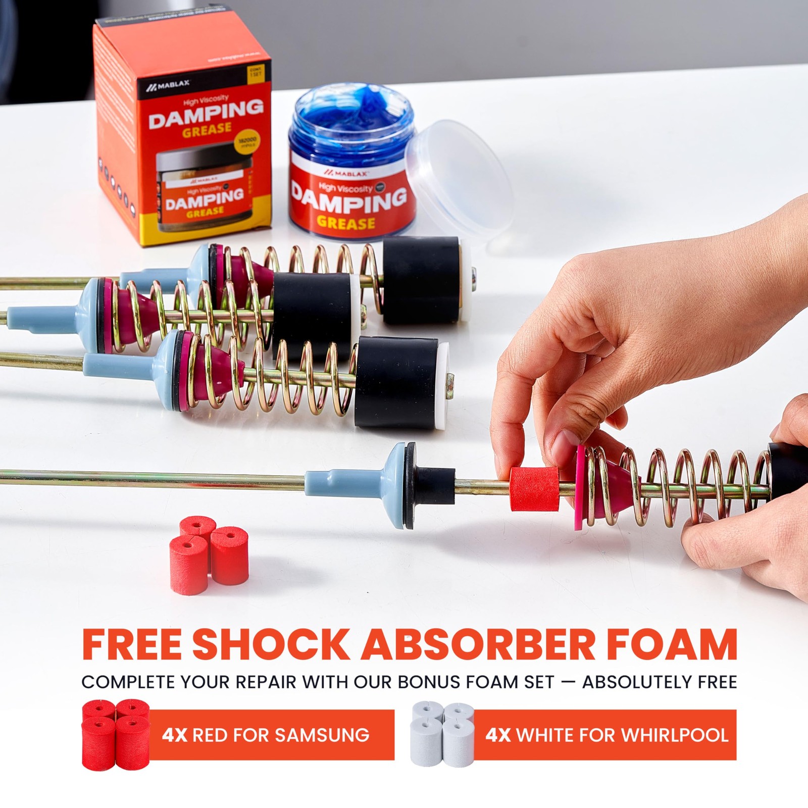 Damping Grease Kit for Washing Machine Suspension Rods with Foam Inserts | Hi…