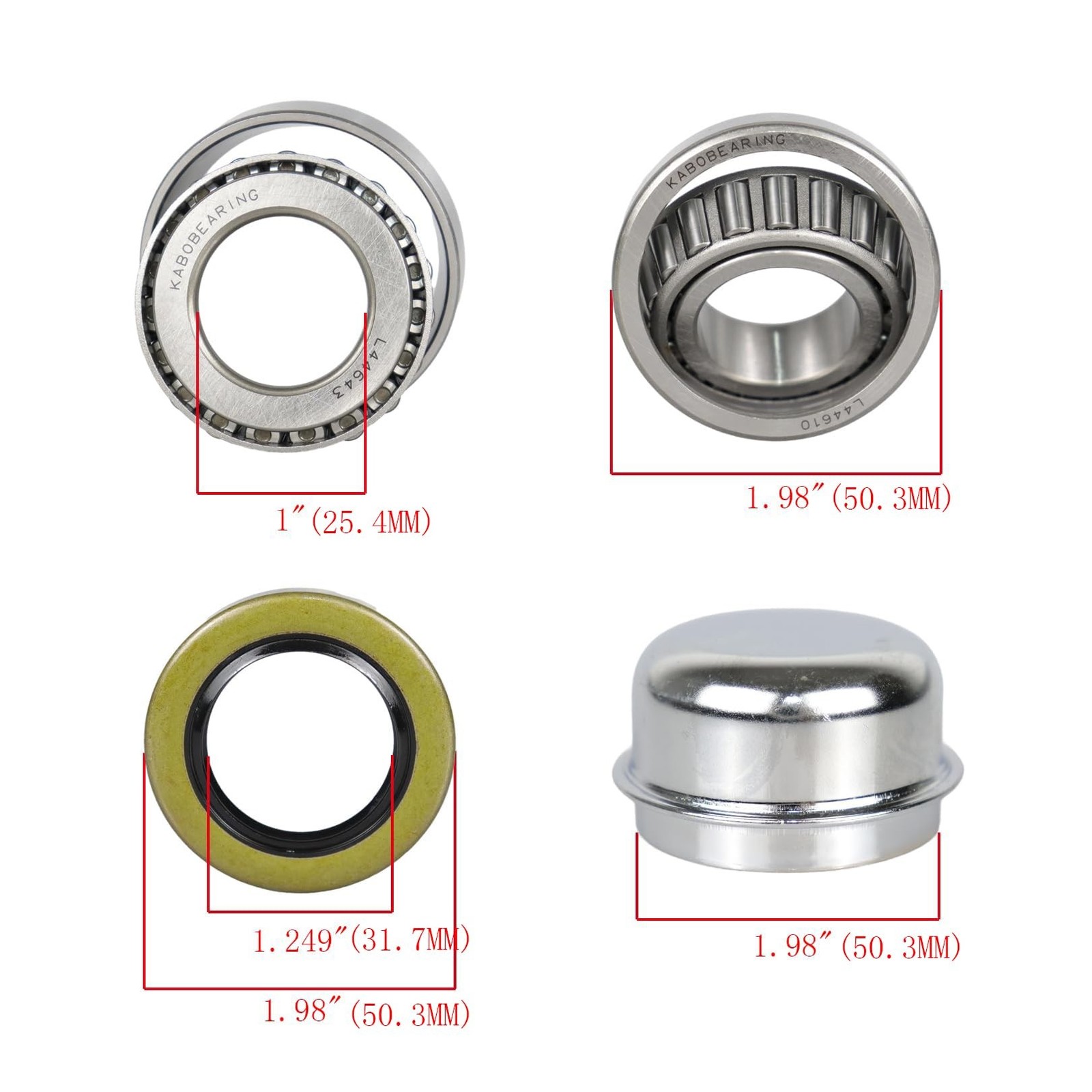 2 Set Fits 1″ 2000 Lbs Axles Trailer Wheel Hub Bearings Kit,L44643 L44610 Bea…