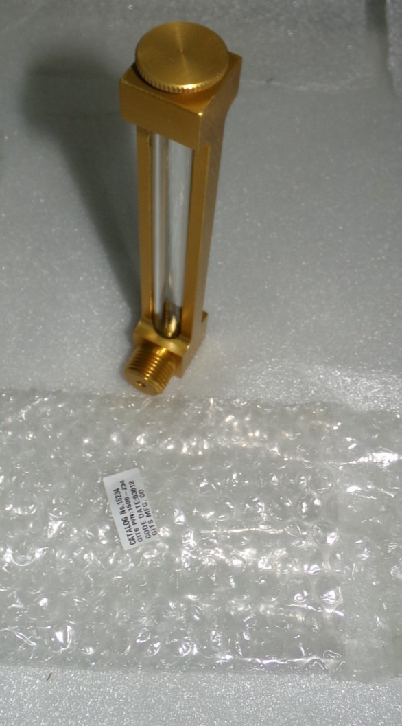 Gits 15234 Liquid Level Gauge Aluminum Gold Anodize Glass 1/2-14 Thread NEW