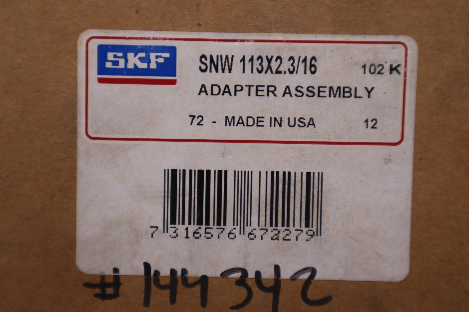 NEW IN BOX – SKF SNW113X2.3/16 BEARING ADAPTER SLEEVE – STOCK 5609CC