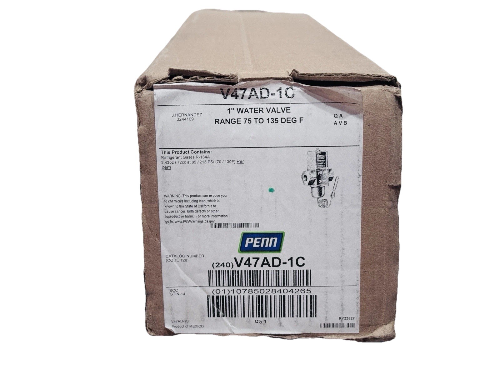 Johnson Controls V47AD-1C, 1″ Temperature Actuated Modulating Valve, 75-135 DEG