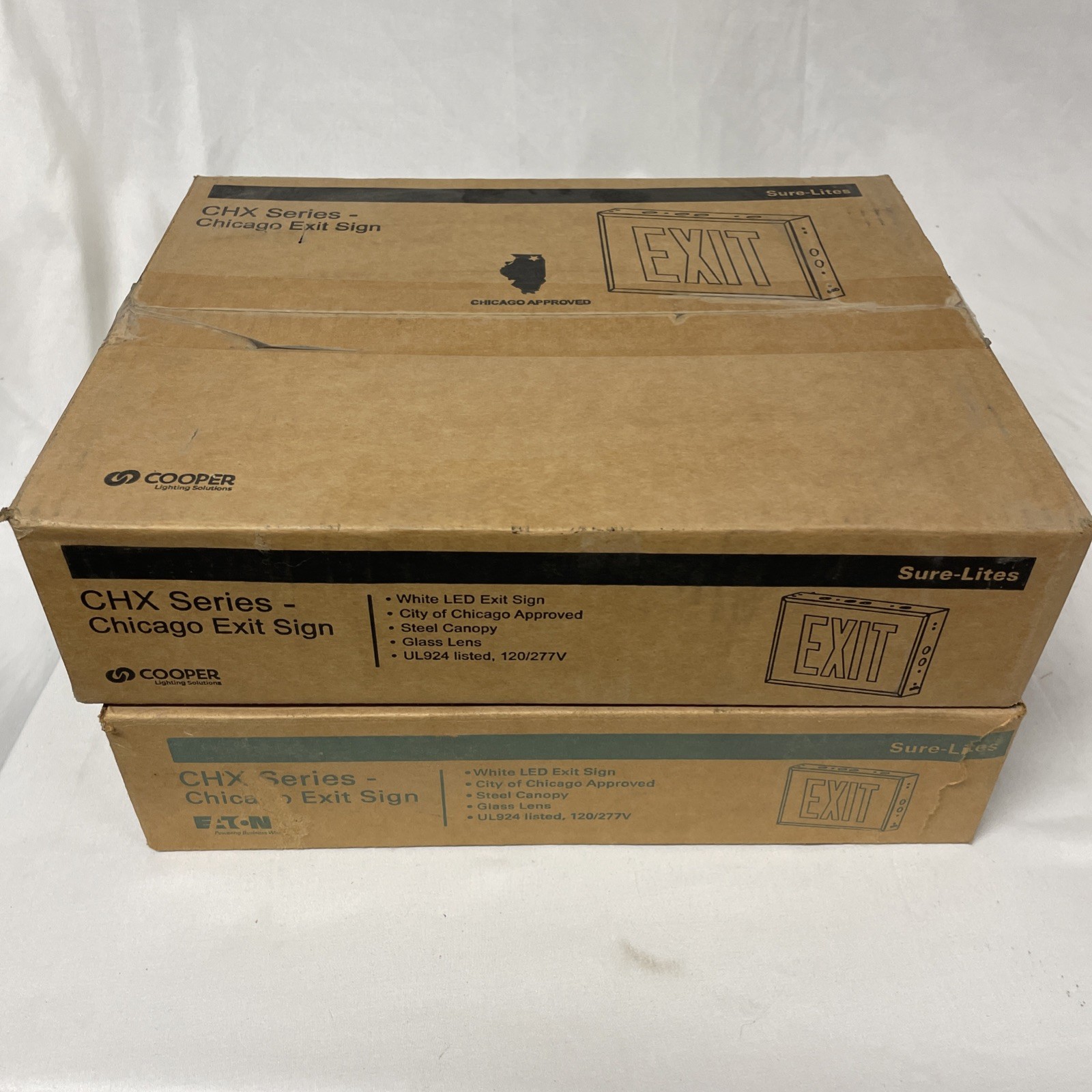 TWO SURE-LITES CHX71 LED EMERGENCY INTEGRATED EXIT SIGN