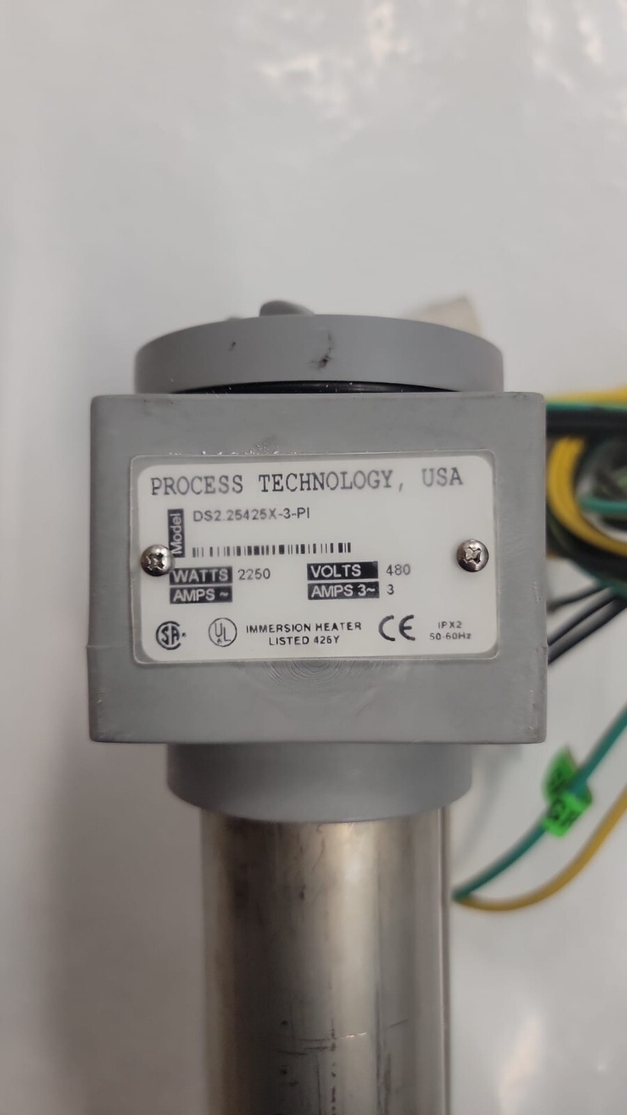 PROCESS TECHOLOGY INMERSION HEATER model: DS2.5425X-3-P1 316 SS 2250 WATTS 480V