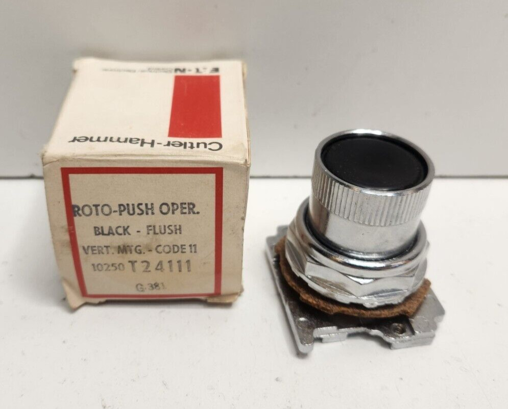 NEW IN BOX! CUTLER-HAMMER BLACK FLUSH MOMENTARY PUSH BUTTON 10250T24111