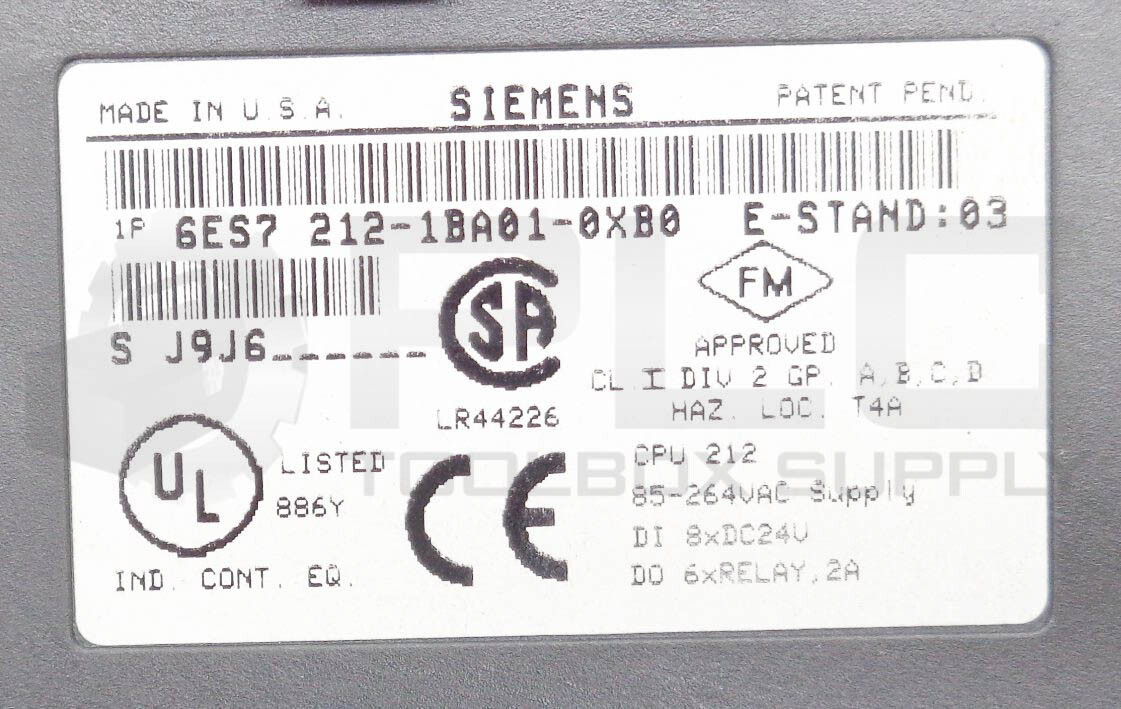 SIEMENS 6ES7 212-1BA01-0XB0 SIMATIC CPU 212 MODULE S7-200