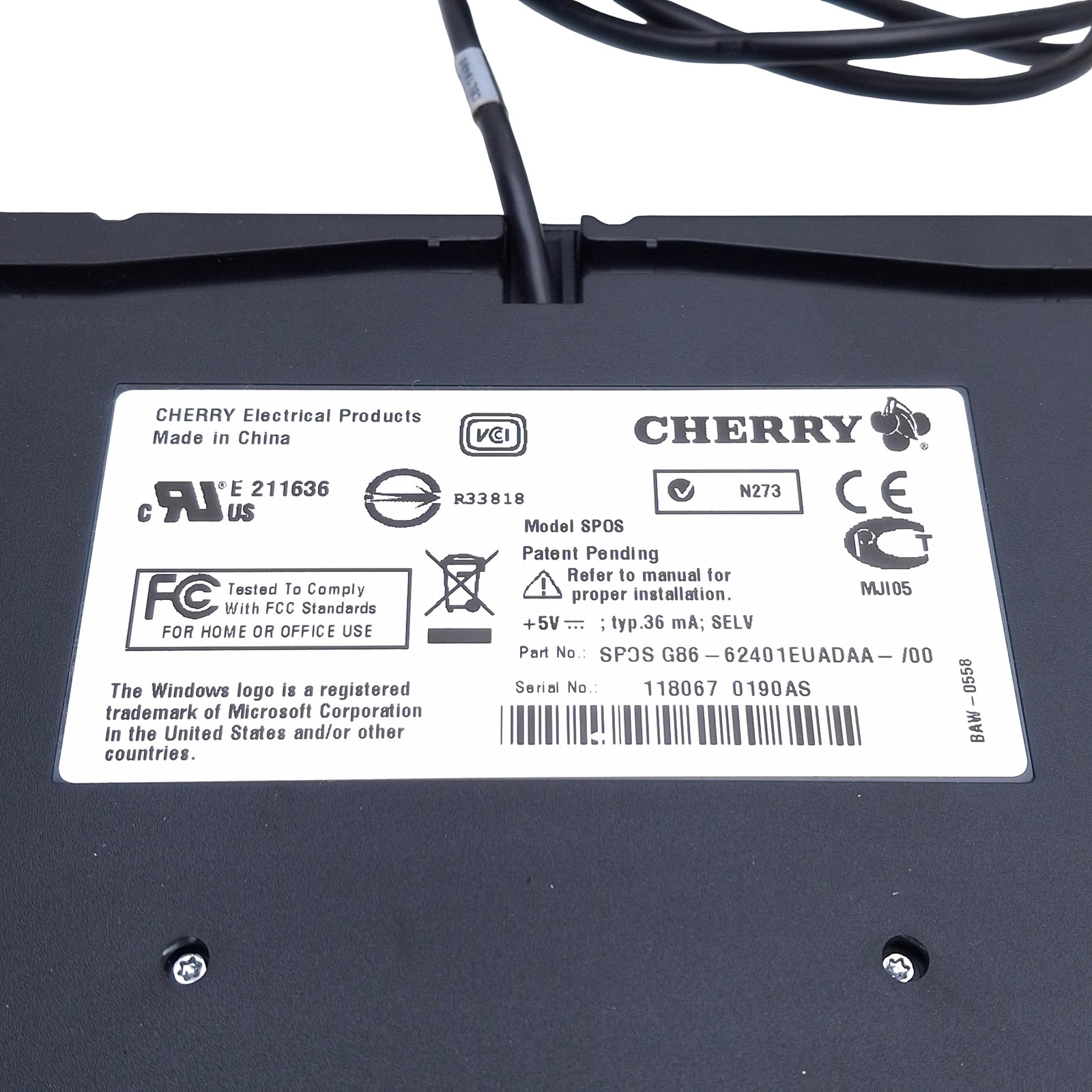 Cherry SPOS G86-62401EUADAA-/00 Compact Keyboard W/ Trackpad 106 Key, USB-A, 96%