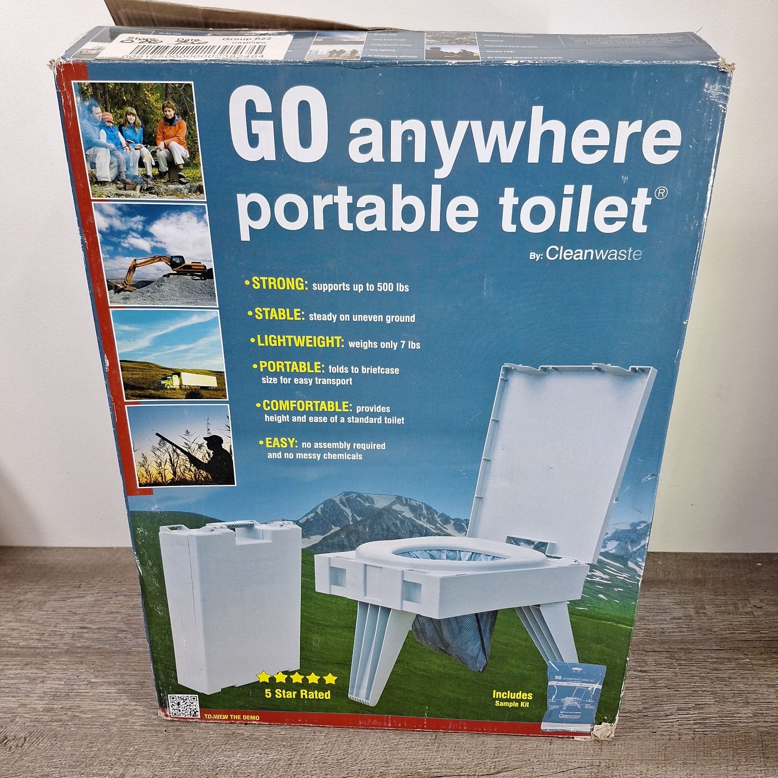Cleanwaste GO Anywhere Portable Folding Toilet With 12 Bags New