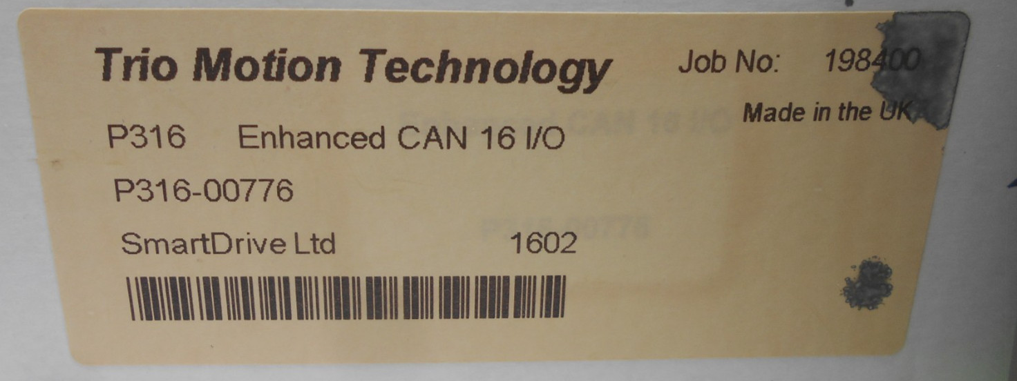 Trio Motion Technology P316-00776 P316 Enhanced CAN 16 I/O SmartDrive Ltd