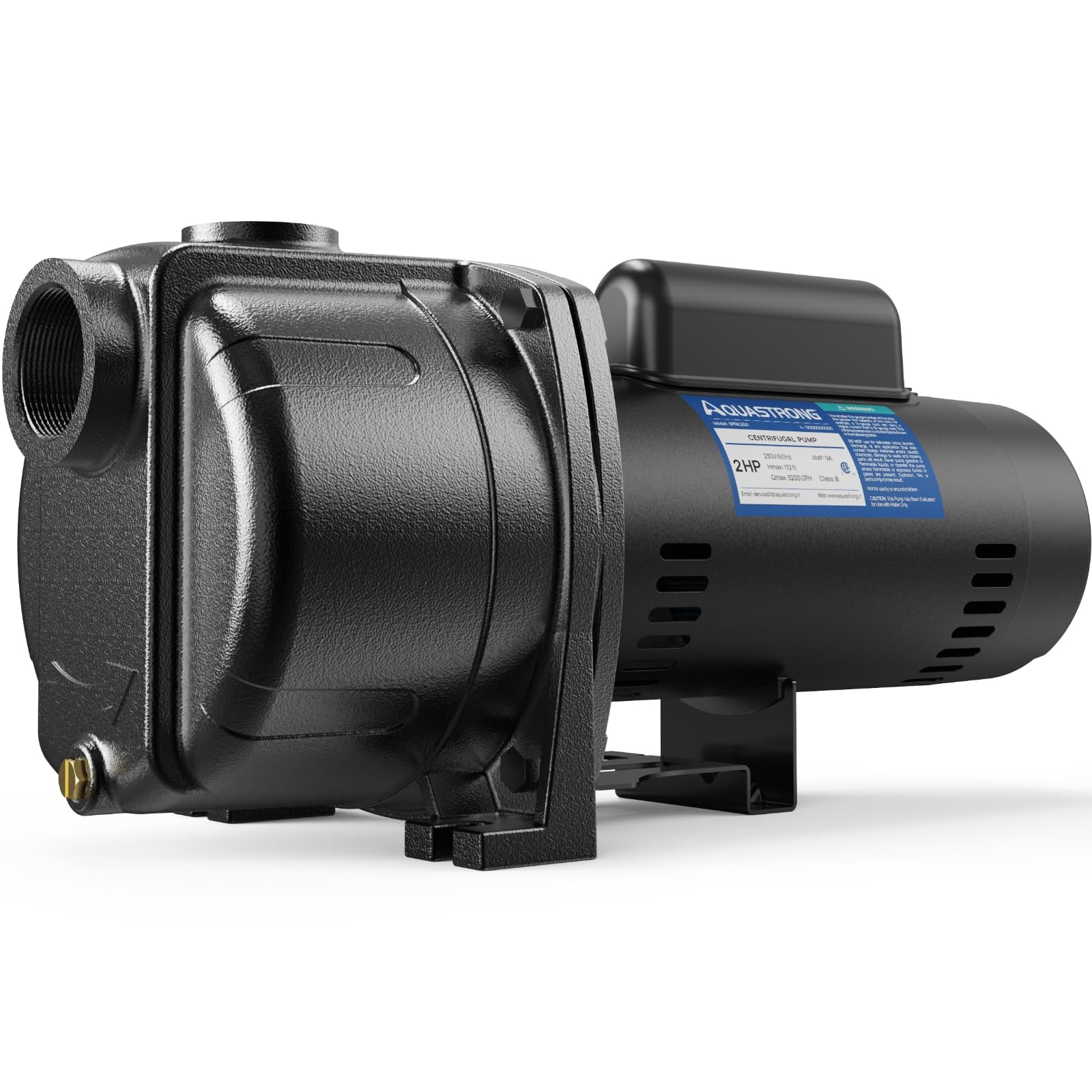 AQUASTRONG 2 HP Shallow Well Jet/Centrifugal Pump, 230V, 5200 GPH, Durable Ca…