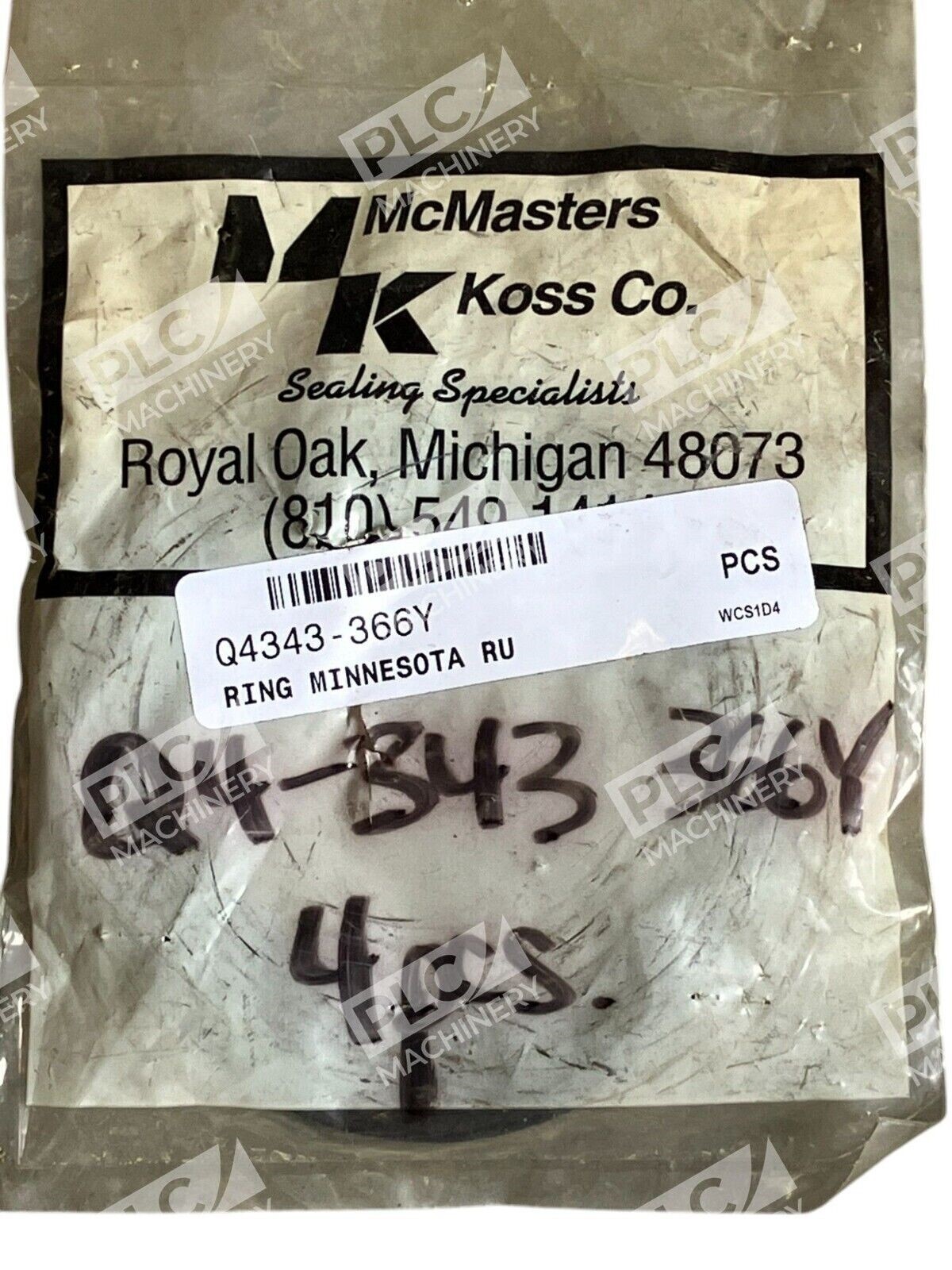 McMasters Koss Sealing Specialist Ring Q4343-366Y (bag of 4)