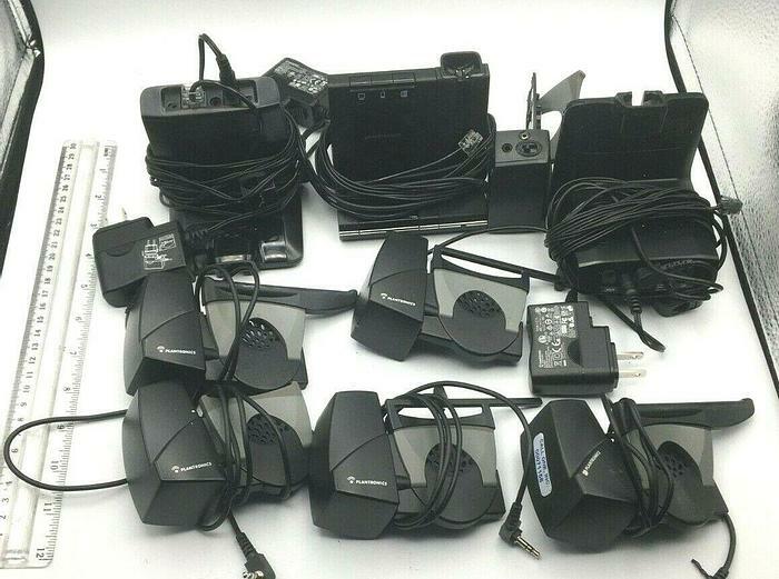 Plantronics Lot of 9, Dect 6.0 Base Station, C054, Lifter HL10, Lot of 9 Working