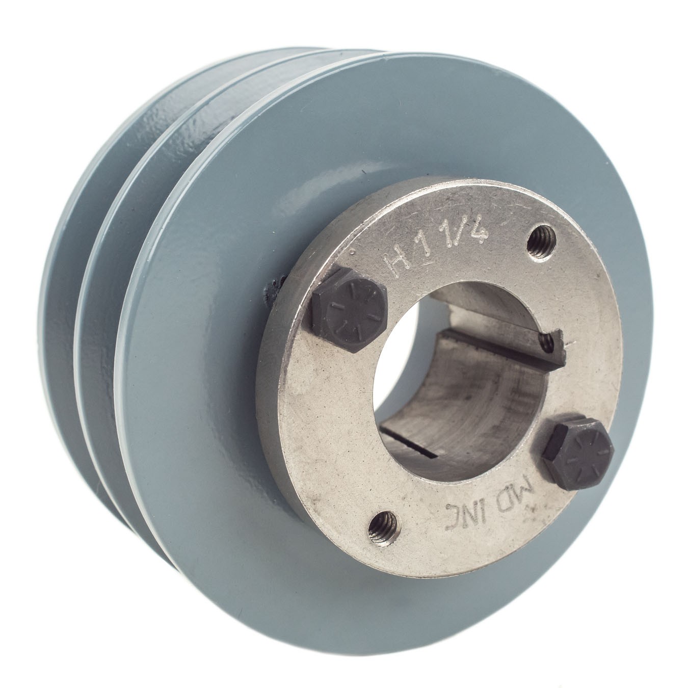 Cast Iron 4″ Dual Groove Pulley 2 Belt B Section 5L with 1-1/4″ Sheave Bushing