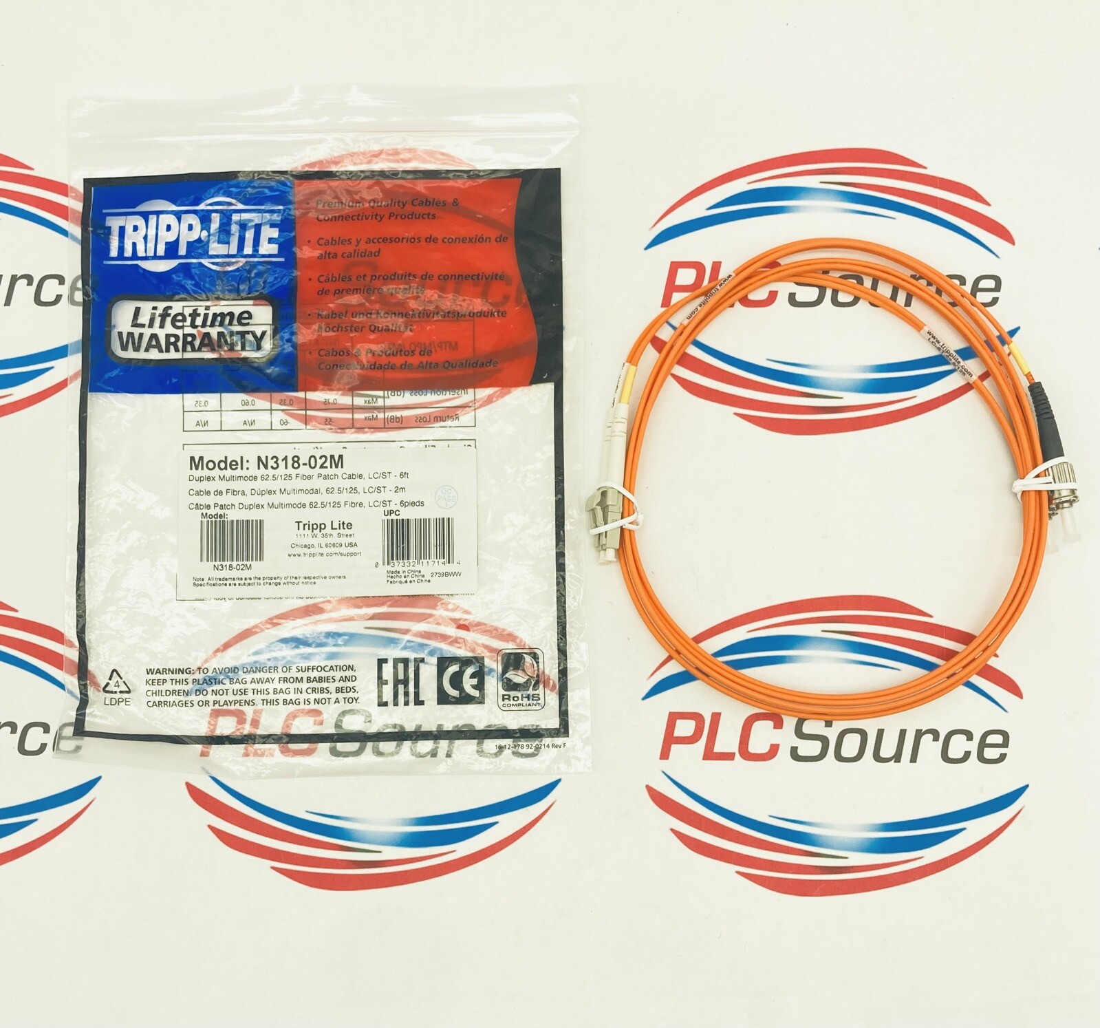 TRIPP-LITE N318-10M 3FT DUPLEX MULTIMODE 62.5/125 FIBER PATCH CABLE