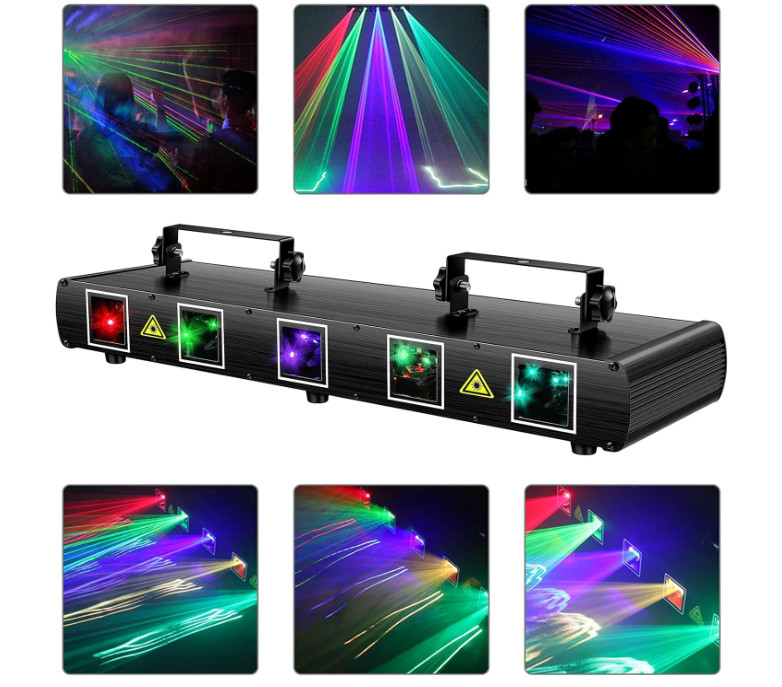 Luz Disco Láser LED RGBYC con Control DMX para Cumpleaños y Dance