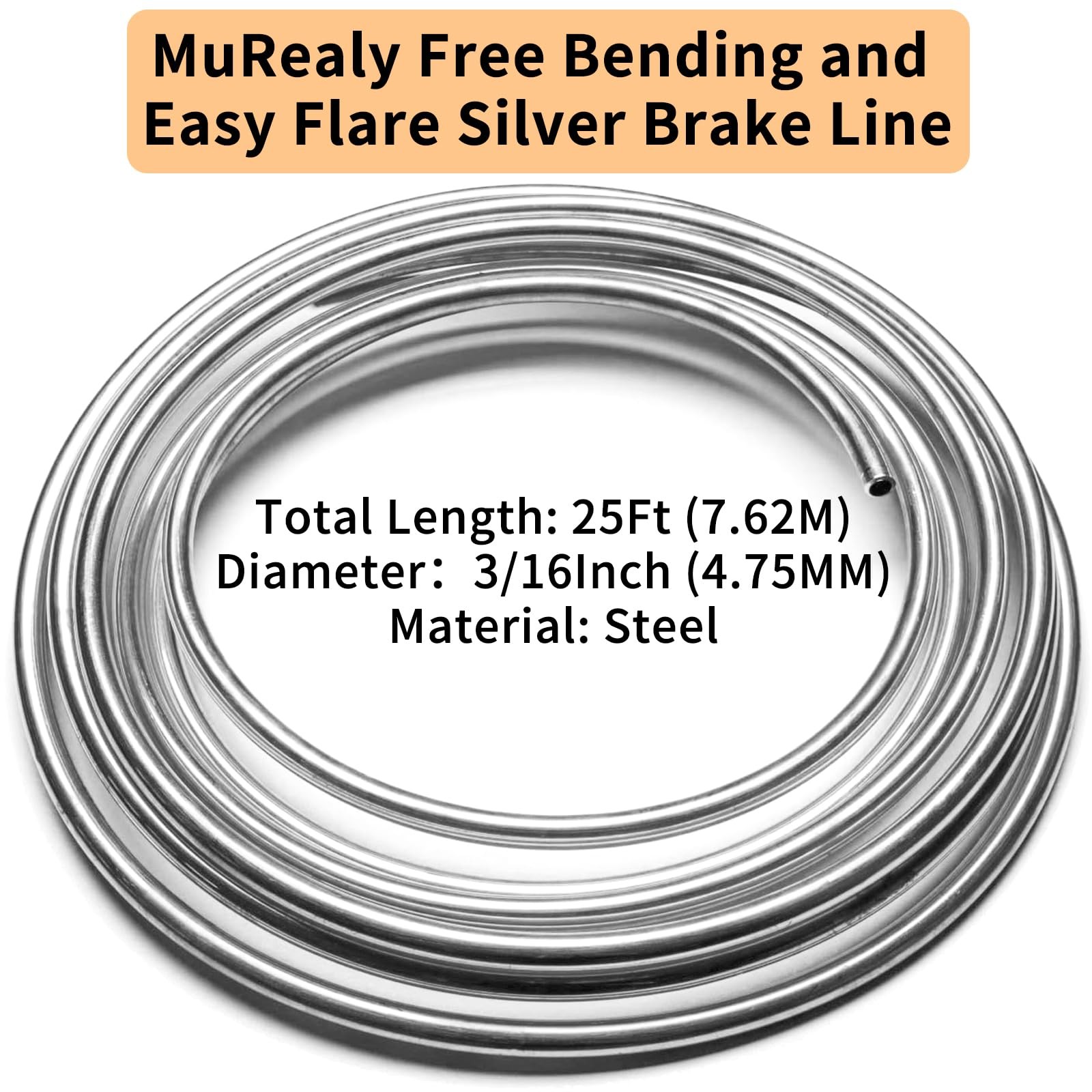 3/16″ Stainless Steel Brake Line Kit – 25 Feet Heavy-Duty & Rust-Proof Brake Tub